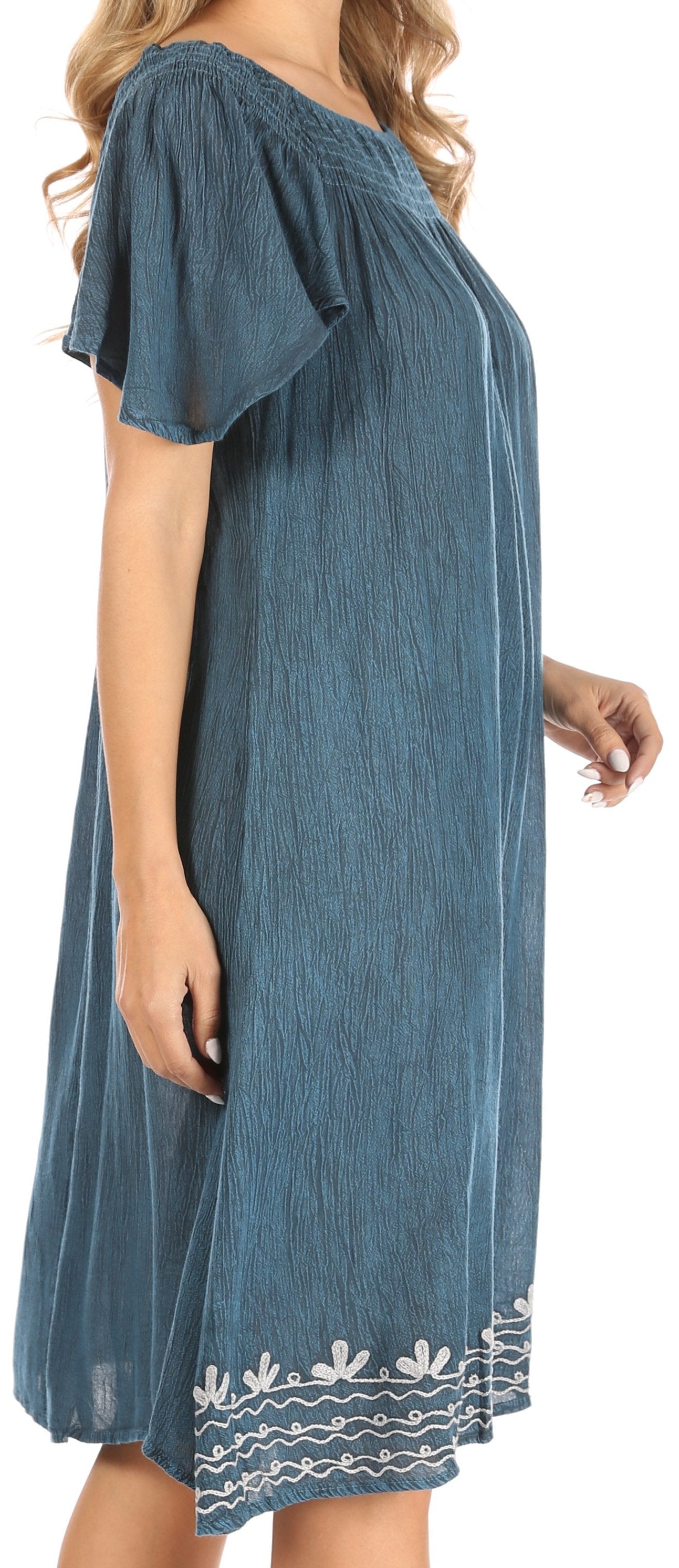 Sakkas Desma Women Casual Loose Summer off Shoulder Midi Boho Dress Cover-up - Concordia Style Boutique