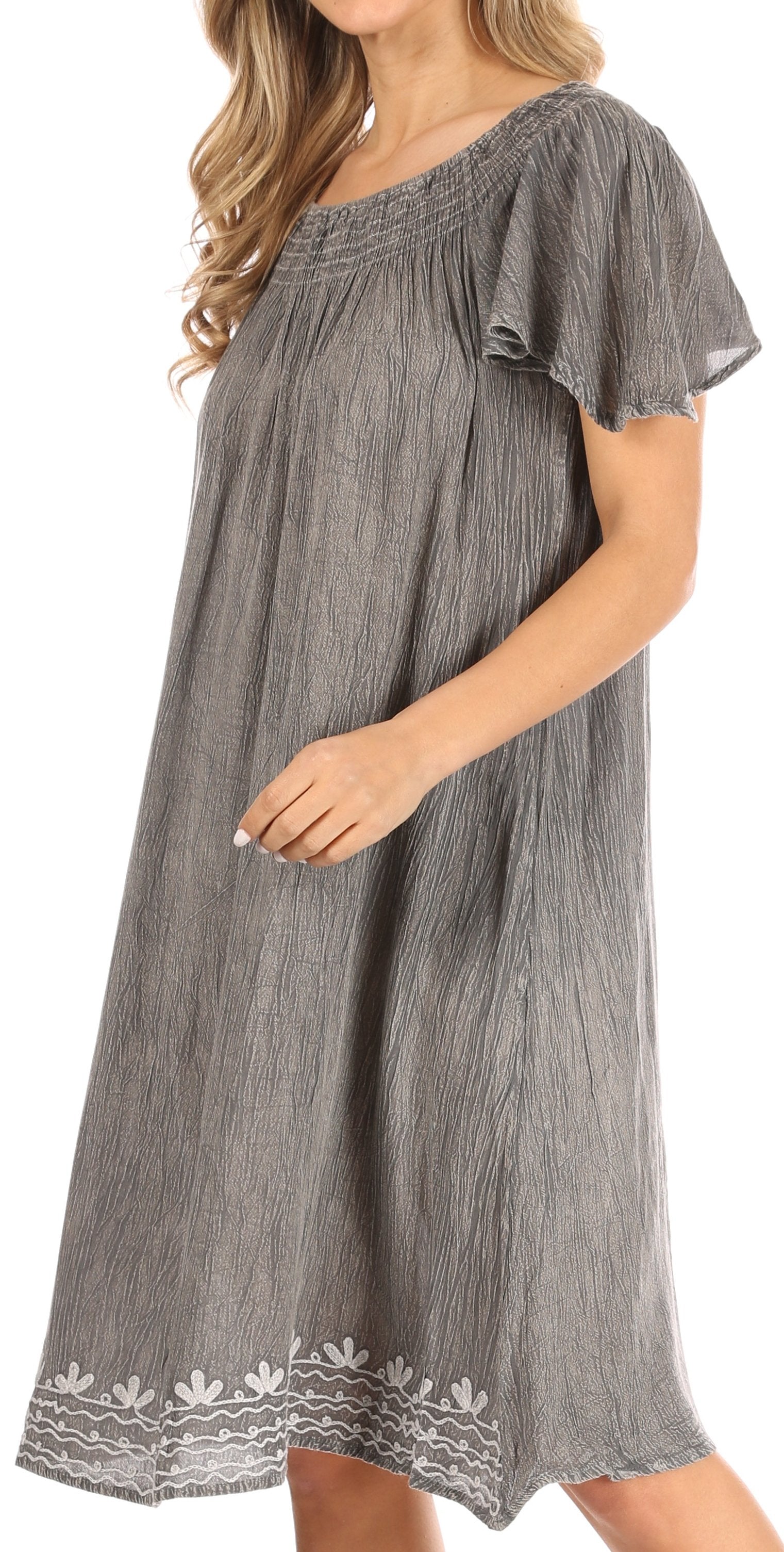 Sakkas Desma Women Casual Loose Summer off Shoulder Midi Boho Dress Cover-up - Concordia Style Boutique