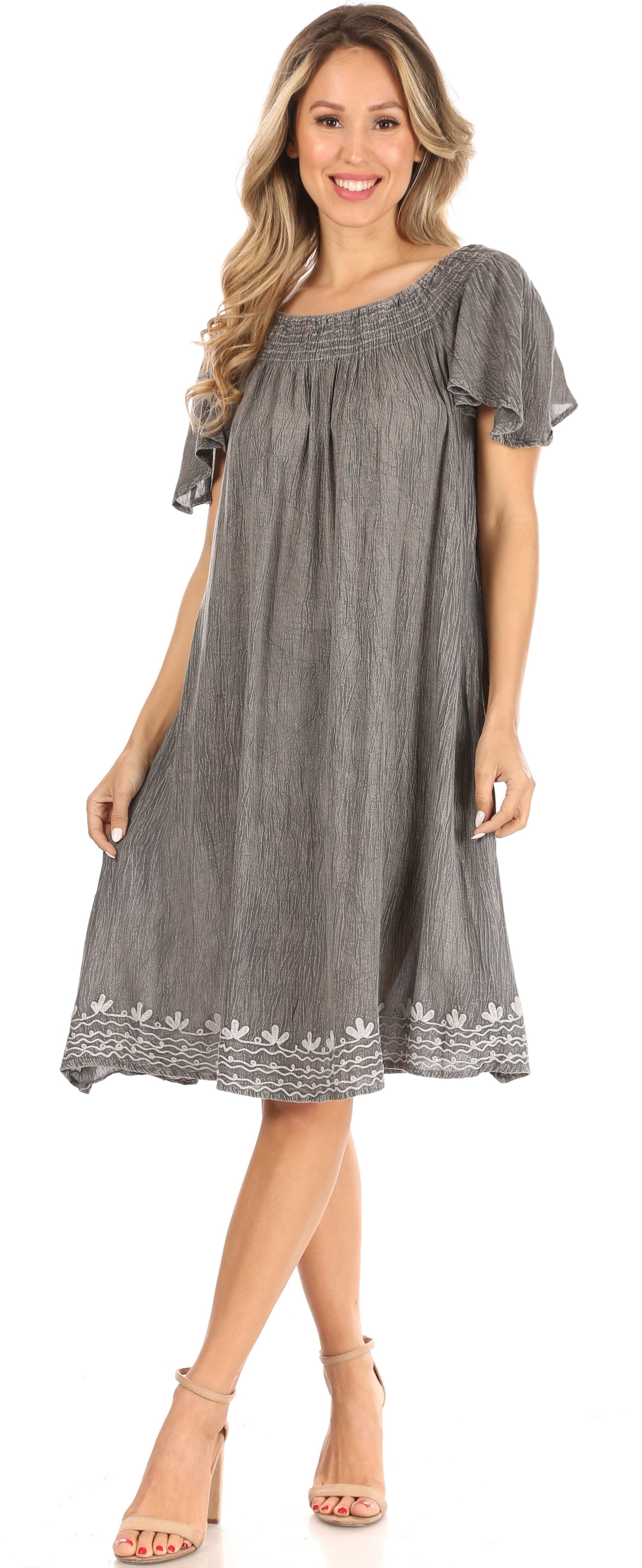 Sakkas Desma Women Casual Loose Summer off Shoulder Midi Boho Dress Cover-up - Concordia Style Boutique