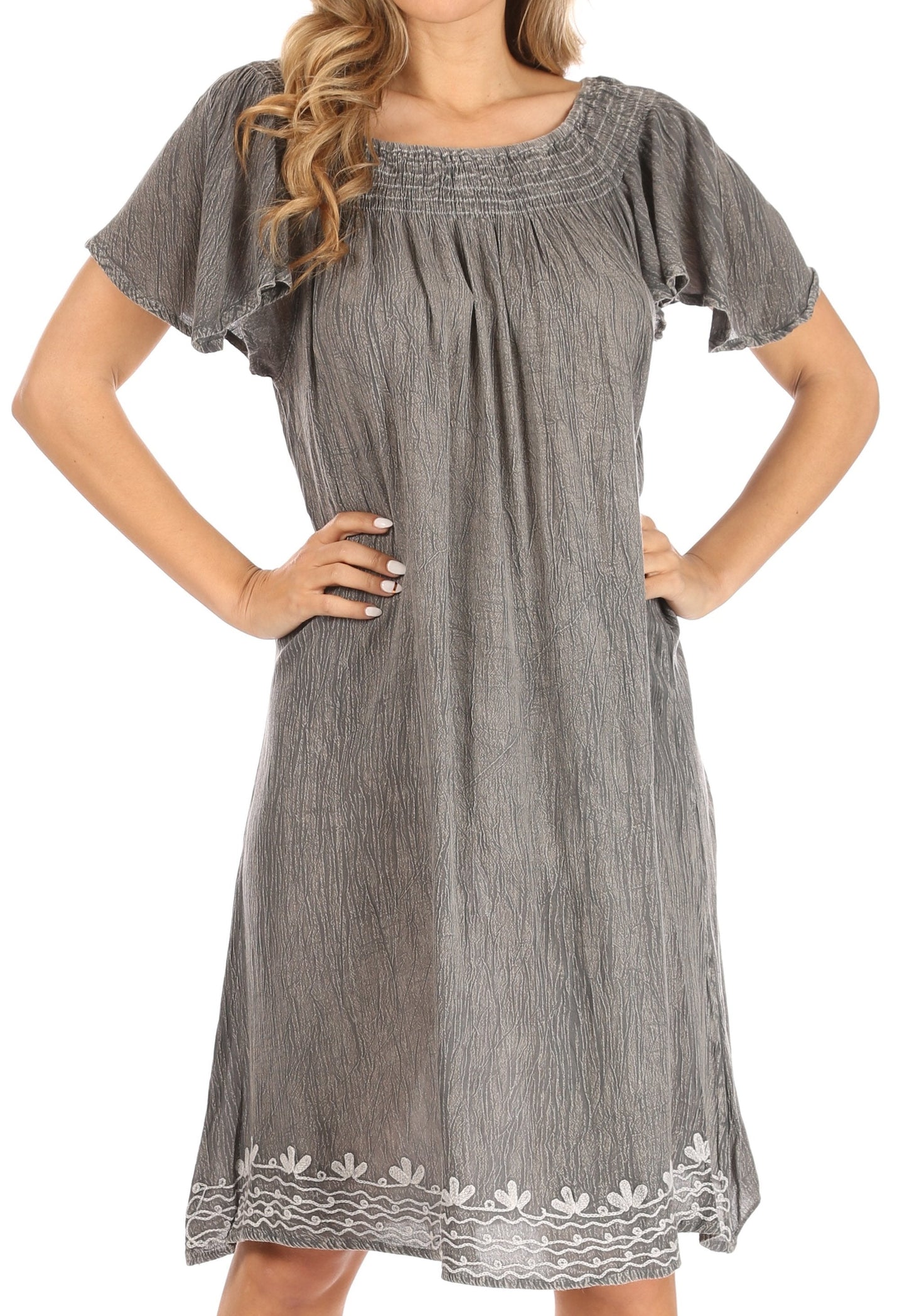 Sakkas Desma Women Casual Loose Summer off Shoulder Midi Boho Dress Cover-up - Concordia Style Boutique