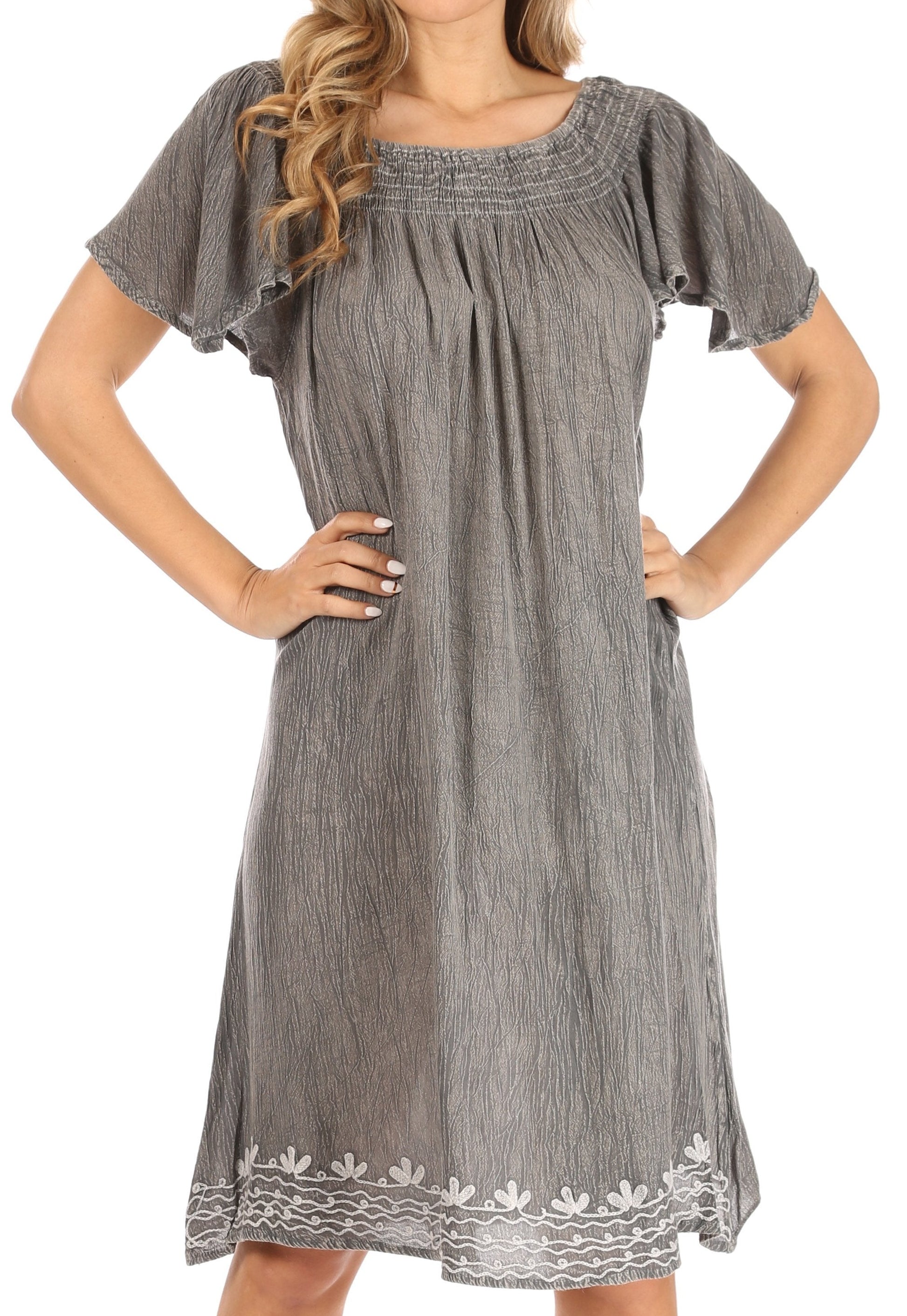 Sakkas Desma Women Casual Loose Summer off Shoulder Midi Boho Dress Cover-up - Concordia Style Boutique