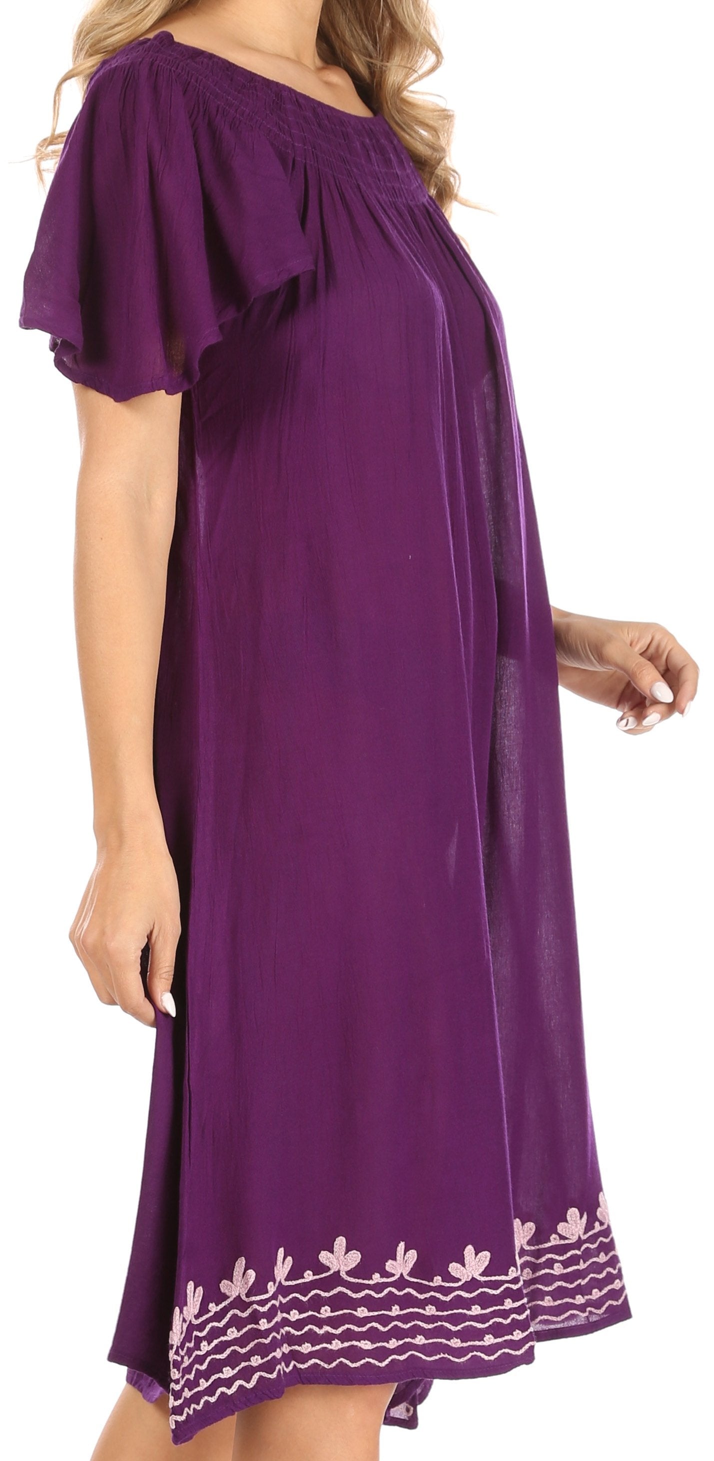 Sakkas Desma Women Casual Loose Summer off Shoulder Midi Boho Dress Cover-up - Concordia Style Boutique