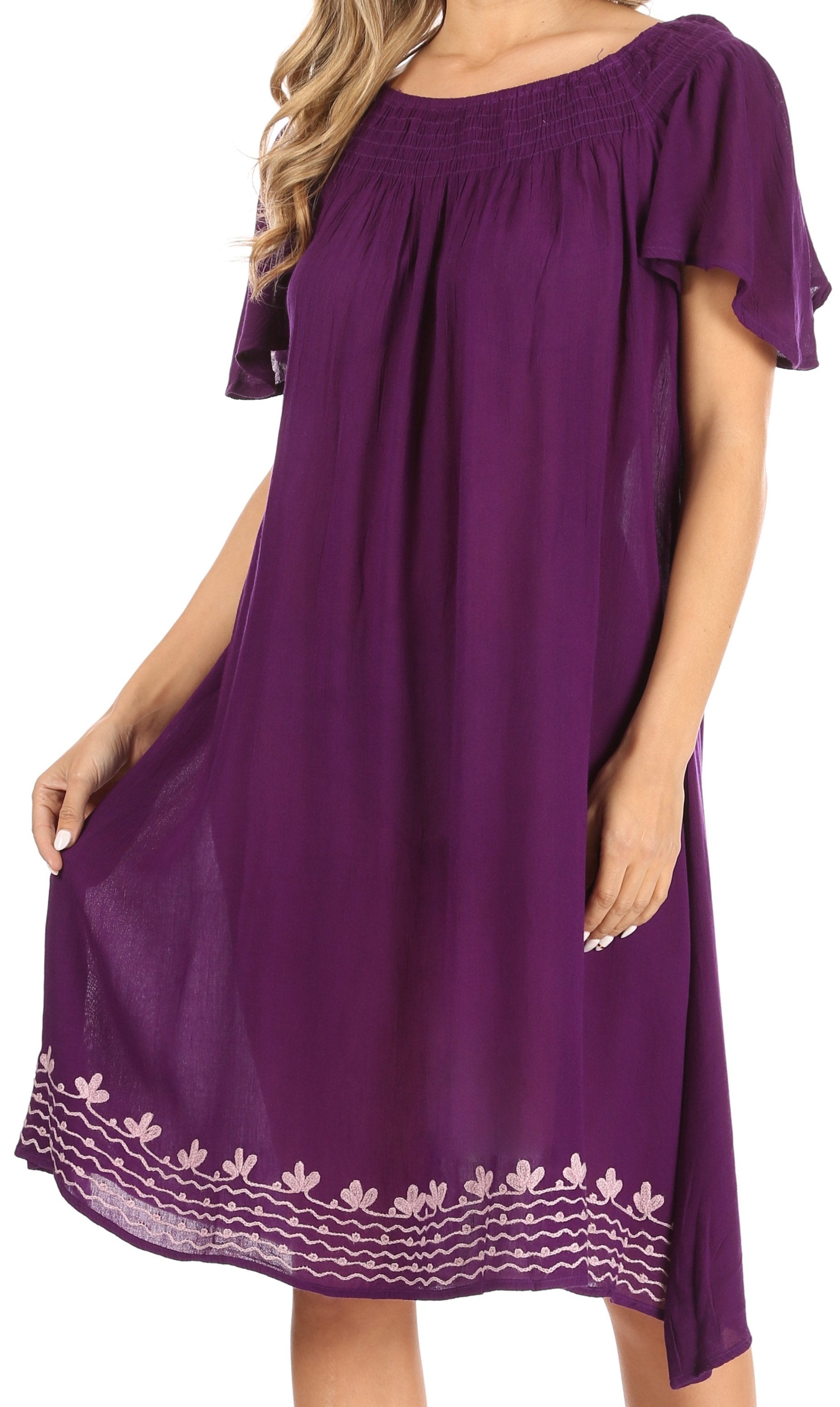 Sakkas Desma Women Casual Loose Summer off Shoulder Midi Boho Dress Cover-up - Concordia Style Boutique