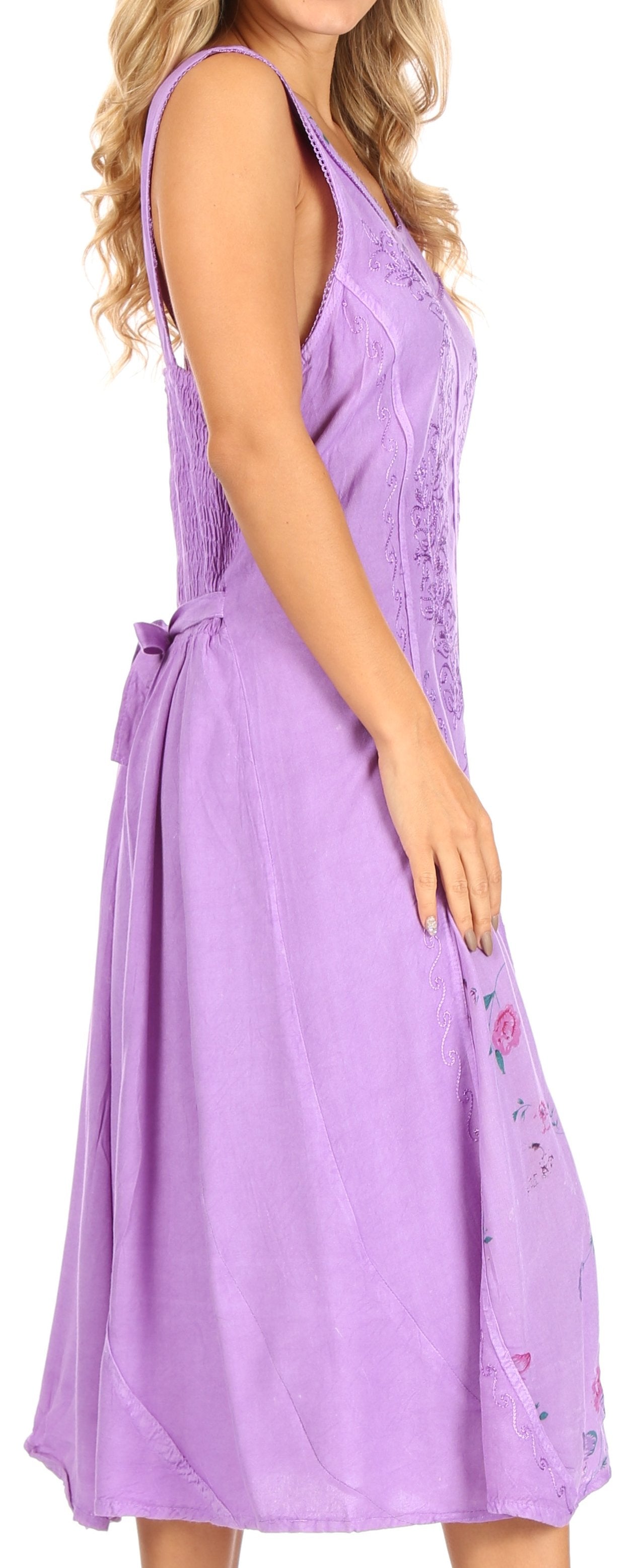 Sakkas Lila Women's Midi Sleeveless Floral Boho Casual Rayon Dress Adjustable - Concordia Style Boutique