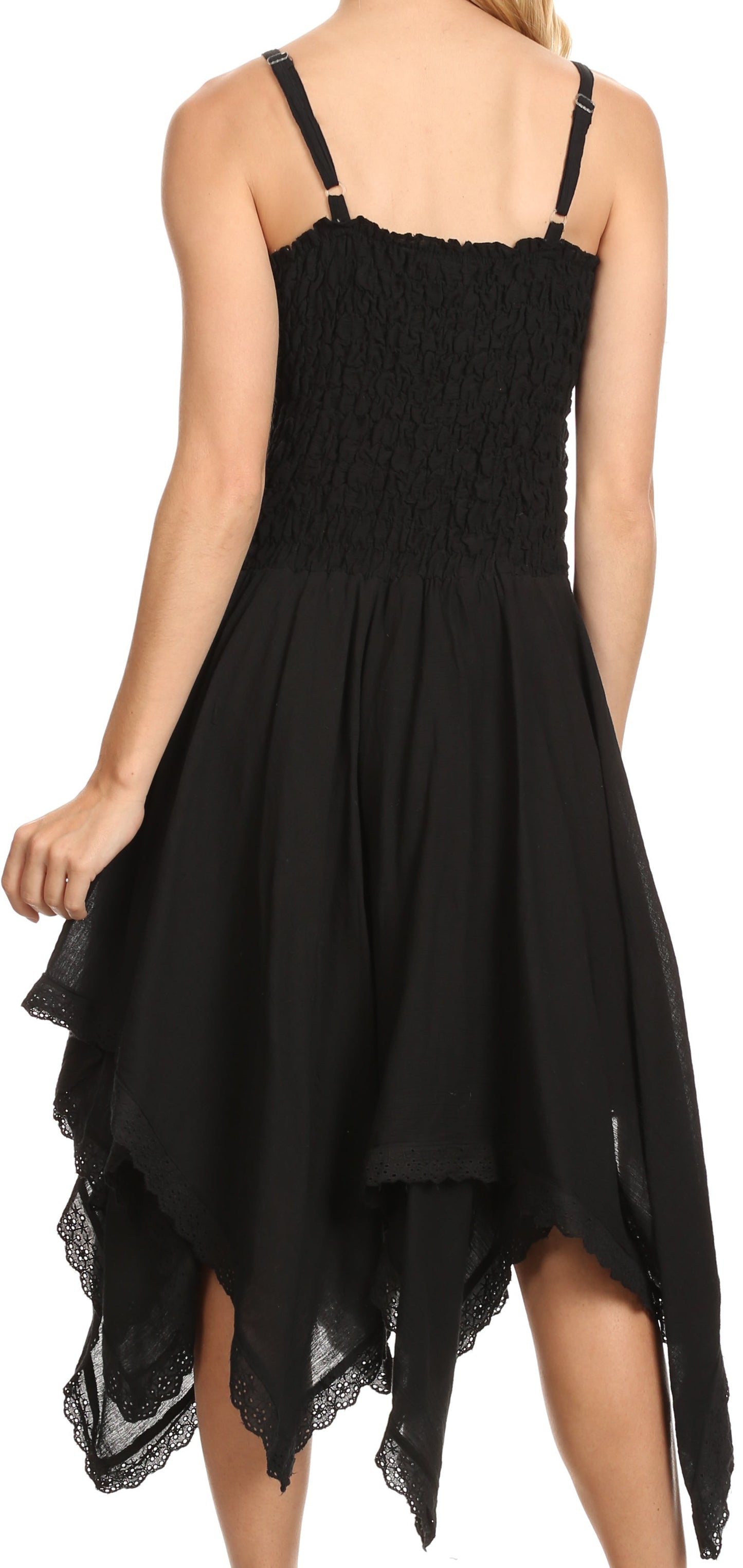 Sakkas Ella Smocked Bodice Spaghetti Strap Double Layered Dress - Concordia Style Boutique