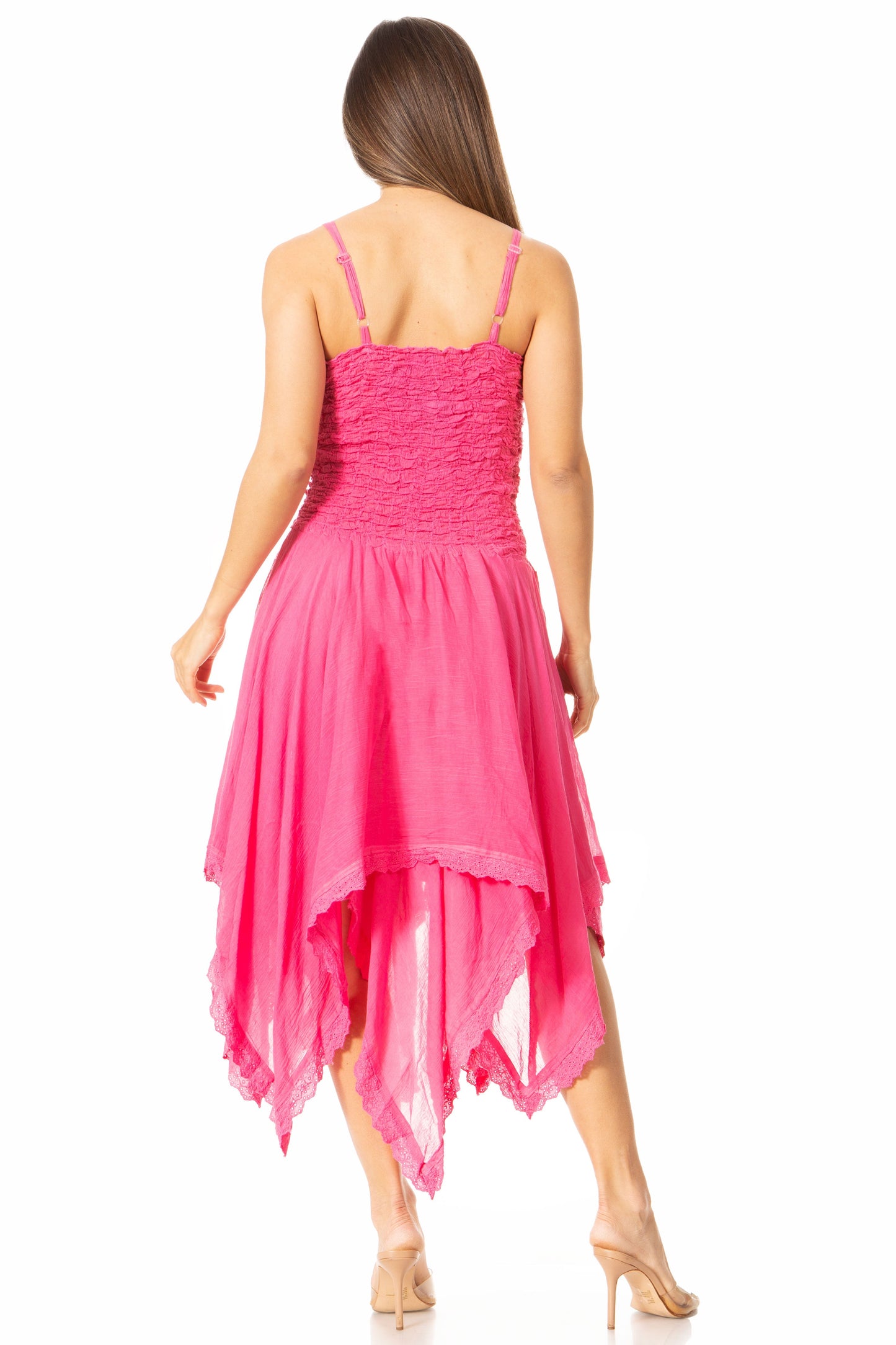 Sakkas Ella Smocked Bodice Spaghetti Strap Double Layered Dress - Concordia Style Boutique
