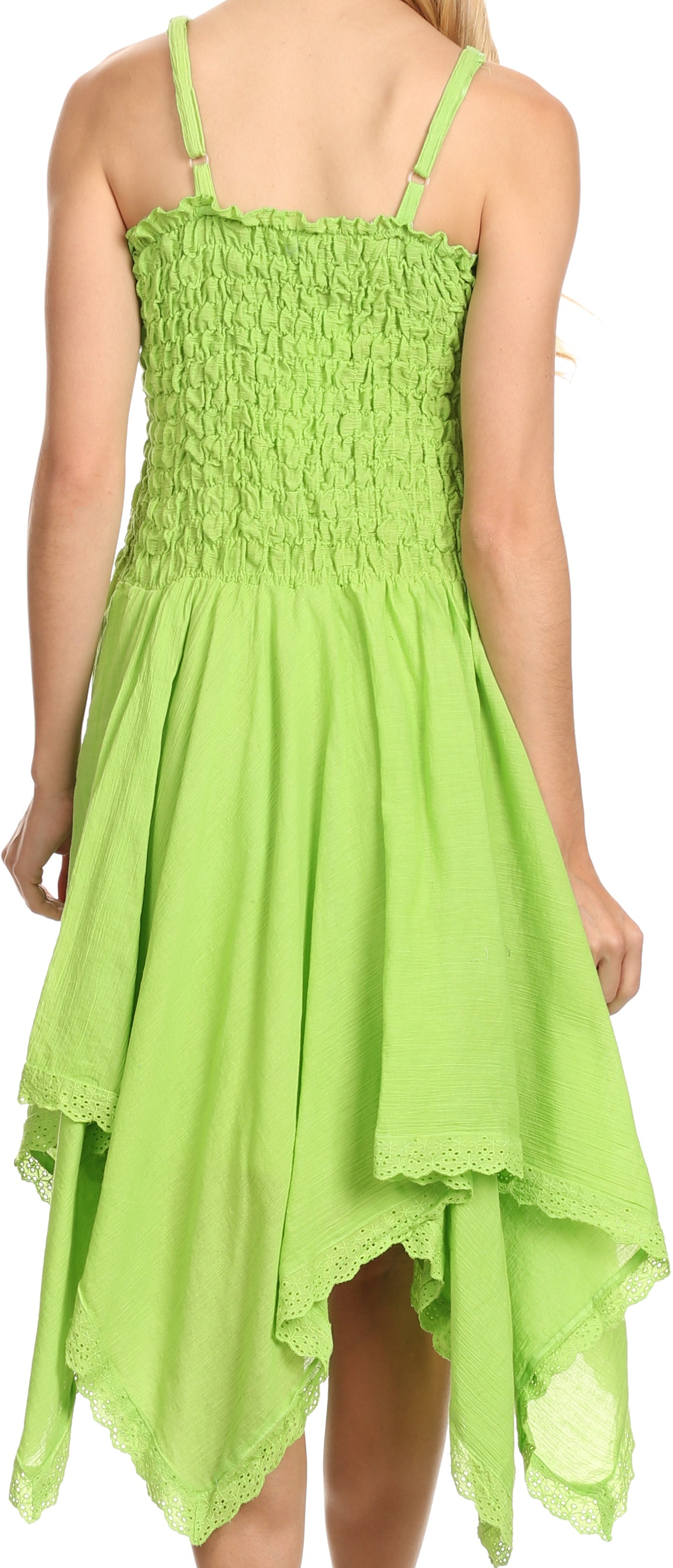 Sakkas Ella Smocked Bodice Spaghetti Strap Double Layered Dress - Concordia Style Boutique