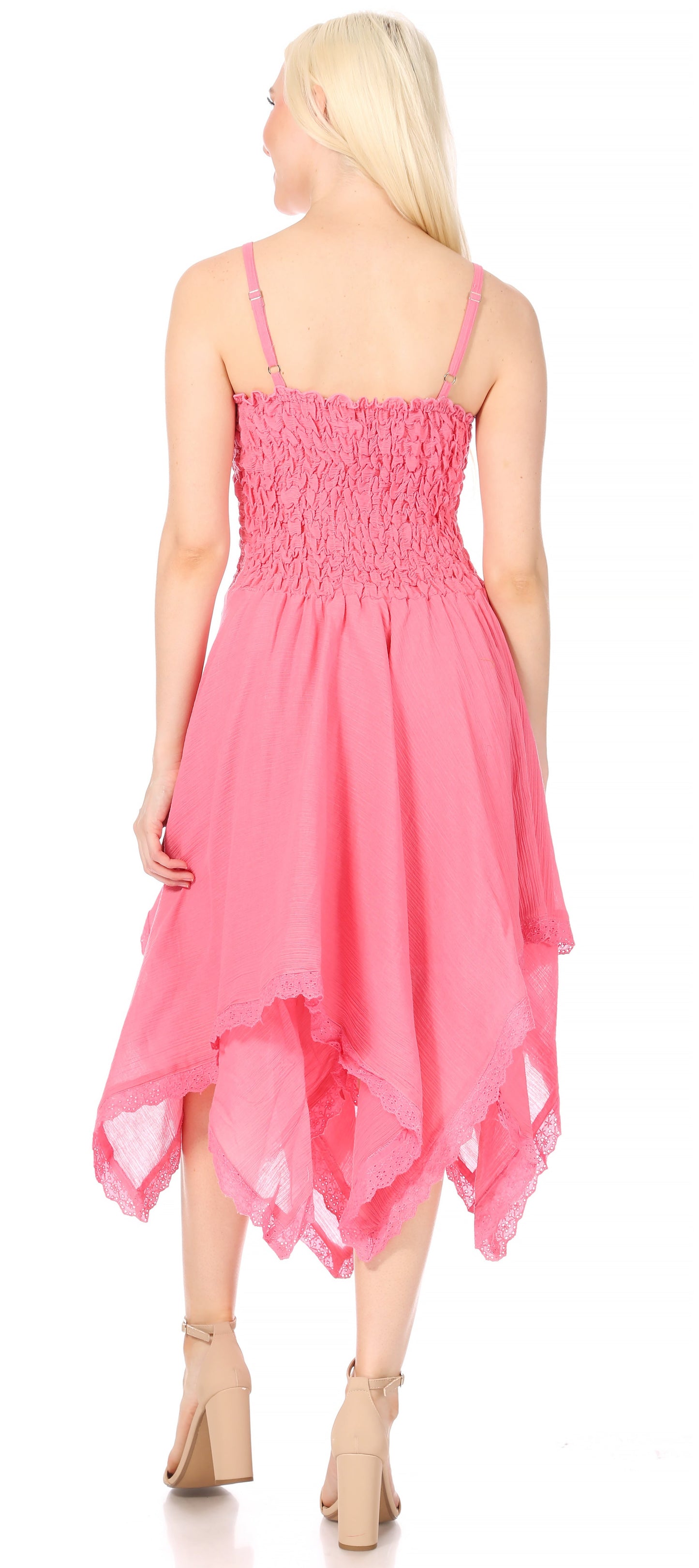 Sakkas Ella Smocked Bodice Spaghetti Strap Double Layered Dress - Concordia Style Boutique