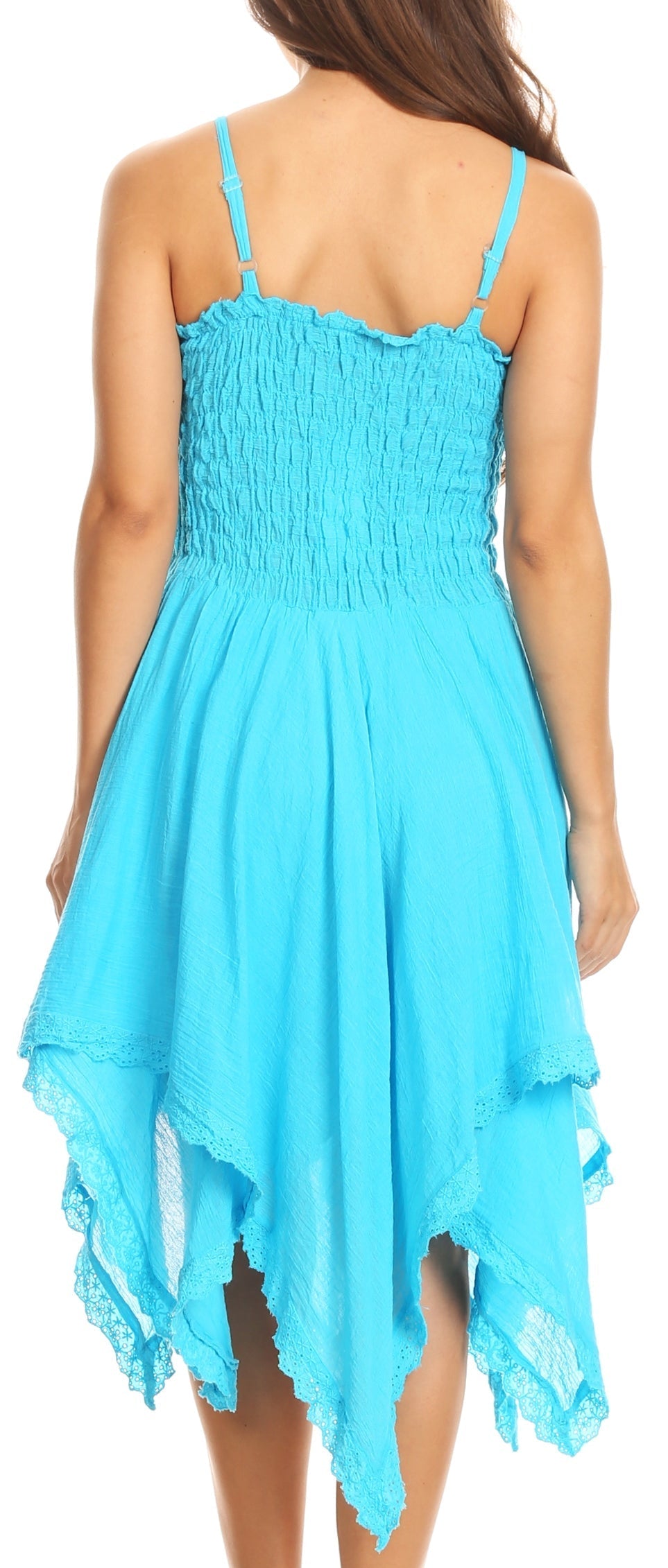 Sakkas Ella Smocked Bodice Spaghetti Strap Double Layered Dress - Concordia Style Boutique