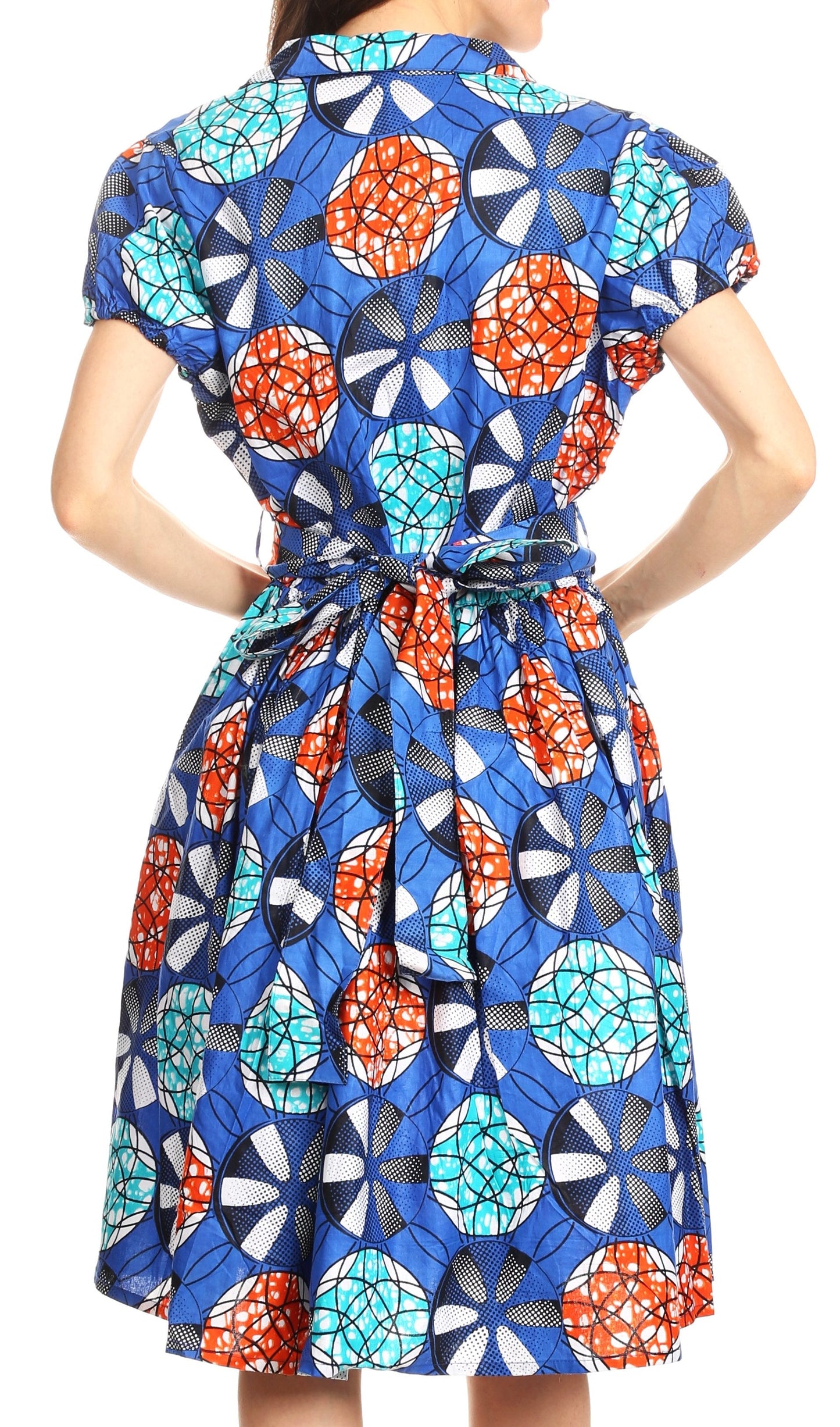 Sakkas Ife Wax African Ankara Colorful Cocktail Short Dress Off-shoulder w/pockets - Concordia Style Boutique