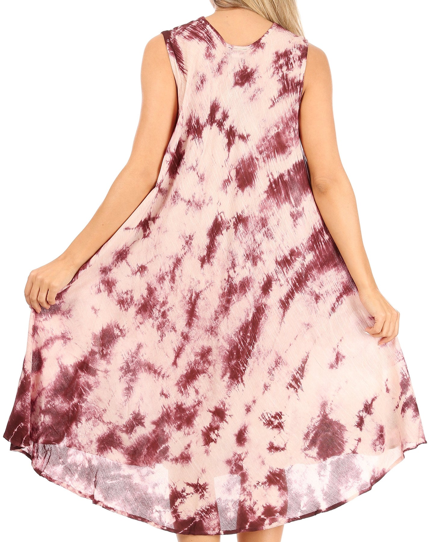 Sakkas Butterfly Tie Dye Tank Sheath Caftan Mid Length Dress - Concordia Style Boutique