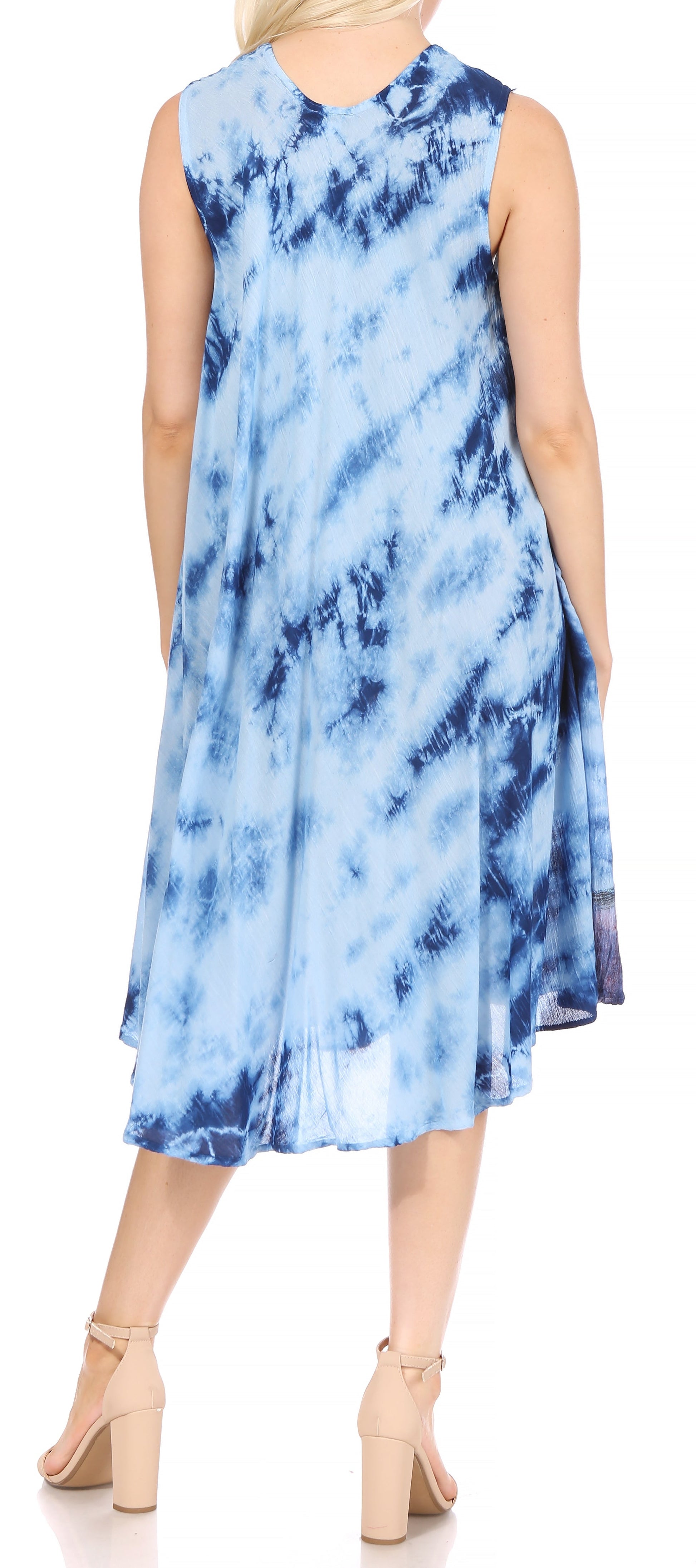 Sakkas Butterfly Tie Dye Tank Sheath Caftan Mid Length Dress - Concordia Style Boutique