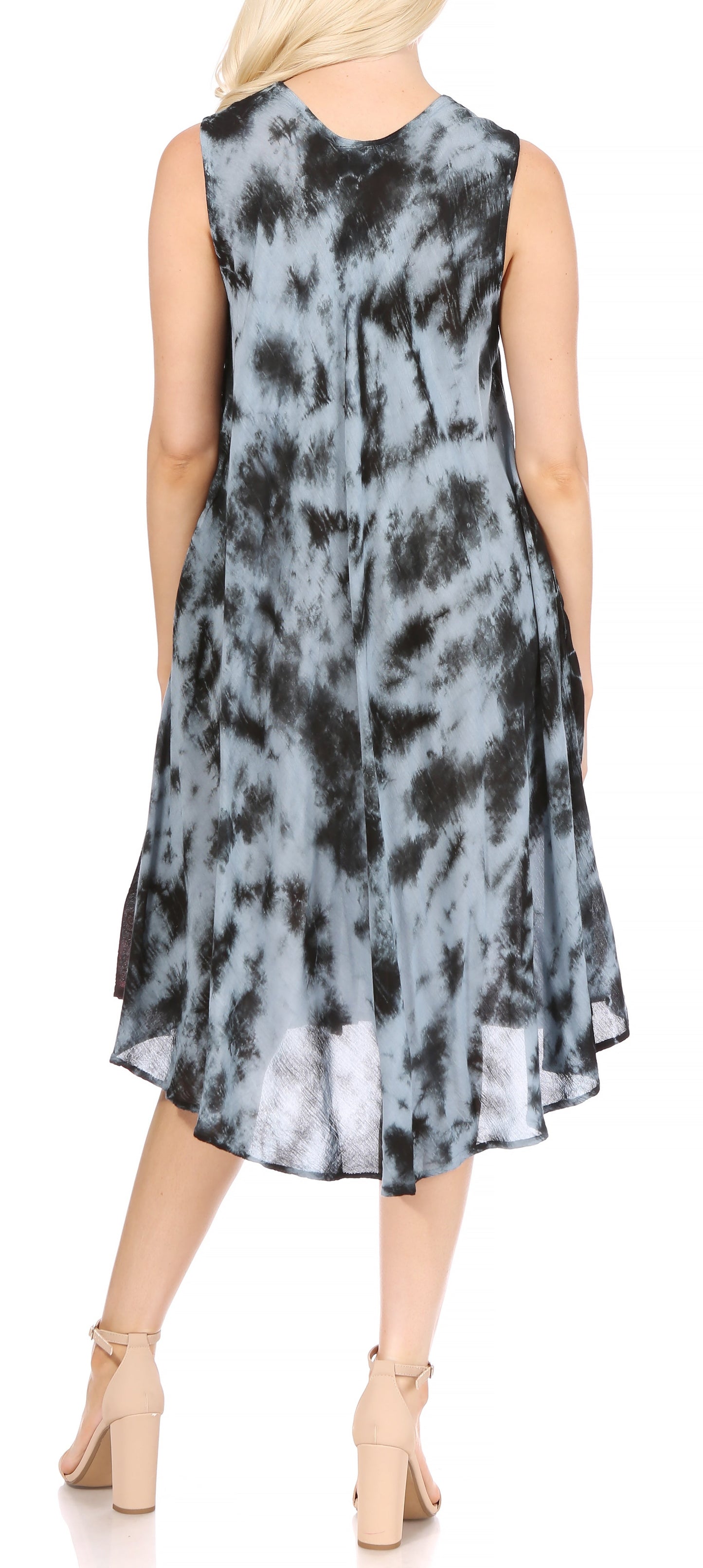 Sakkas Butterfly Tie Dye Tank Sheath Caftan Mid Length Dress - Concordia Style Boutique
