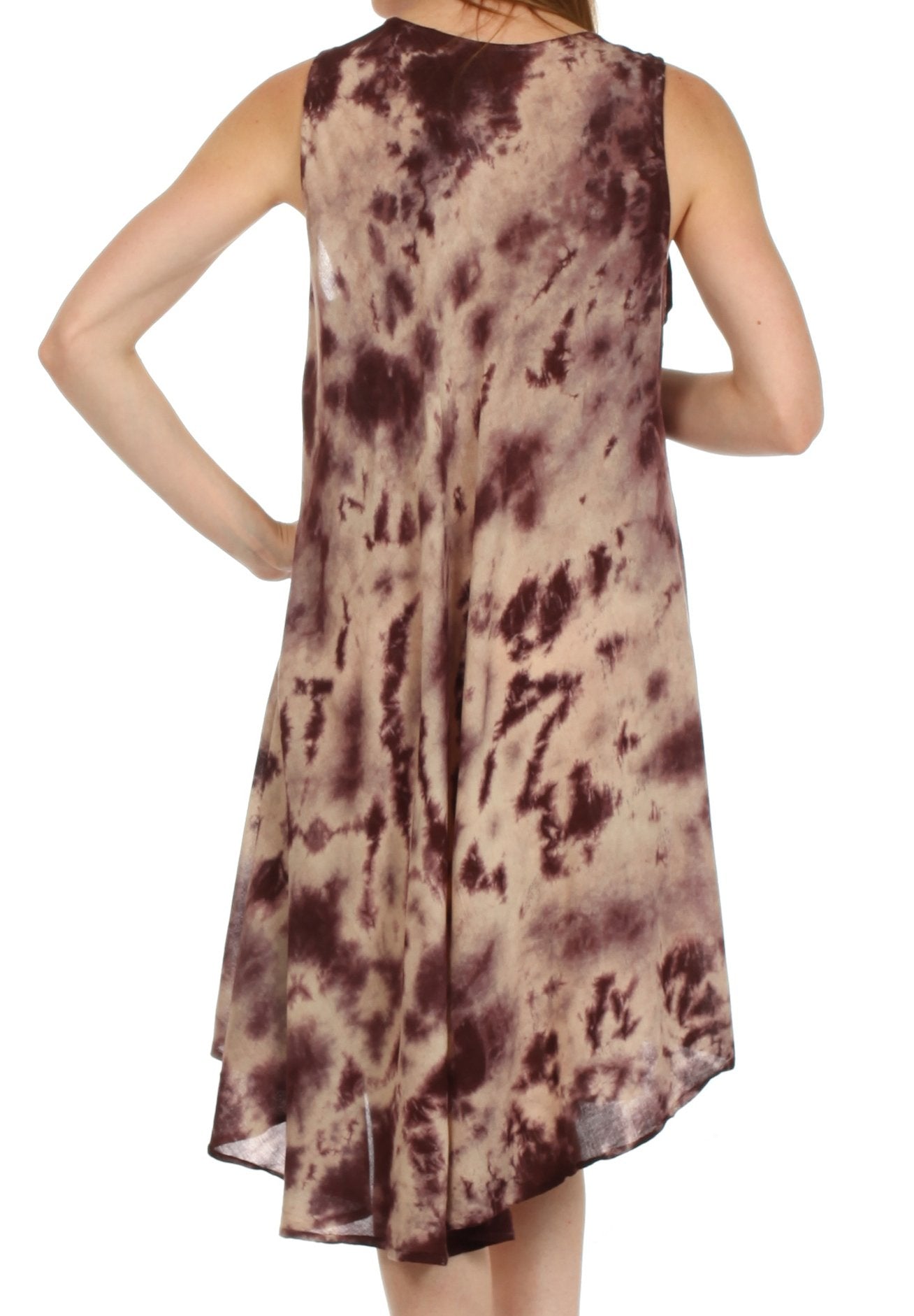 Sakkas Butterfly Tie Dye Tank Sheath Caftan Mid Length Dress - Concordia Style Boutique