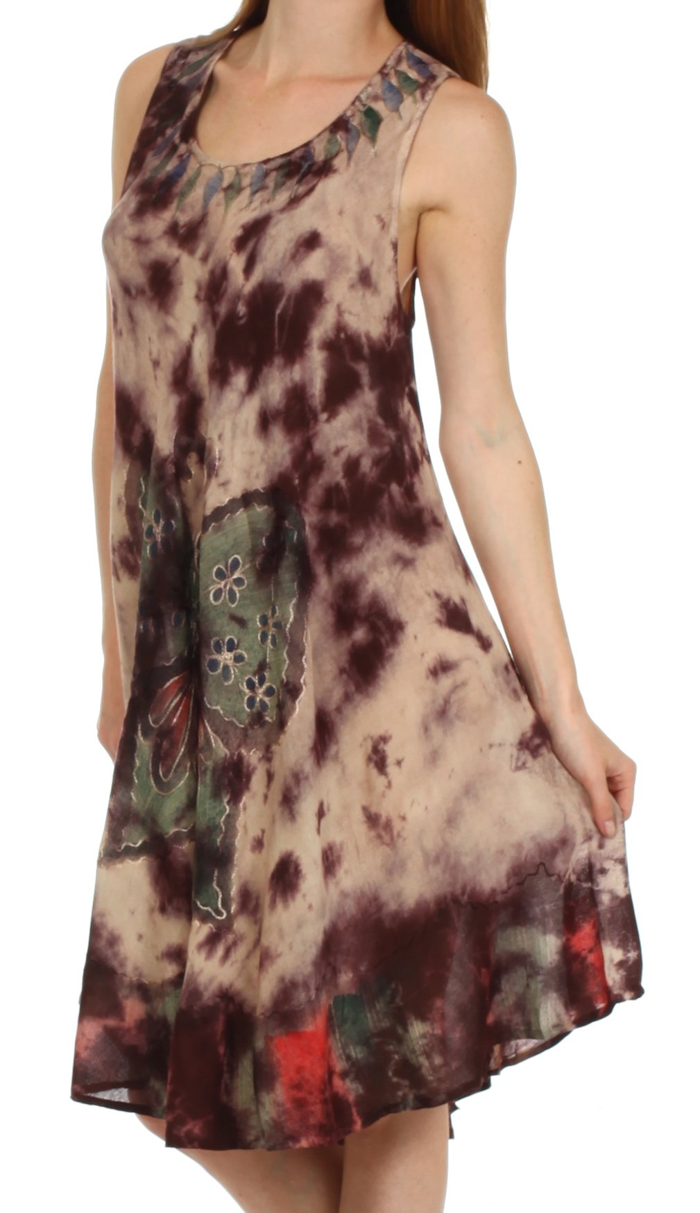 Sakkas Butterfly Tie Dye Tank Sheath Caftan Mid Length Dress - Concordia Style Boutique