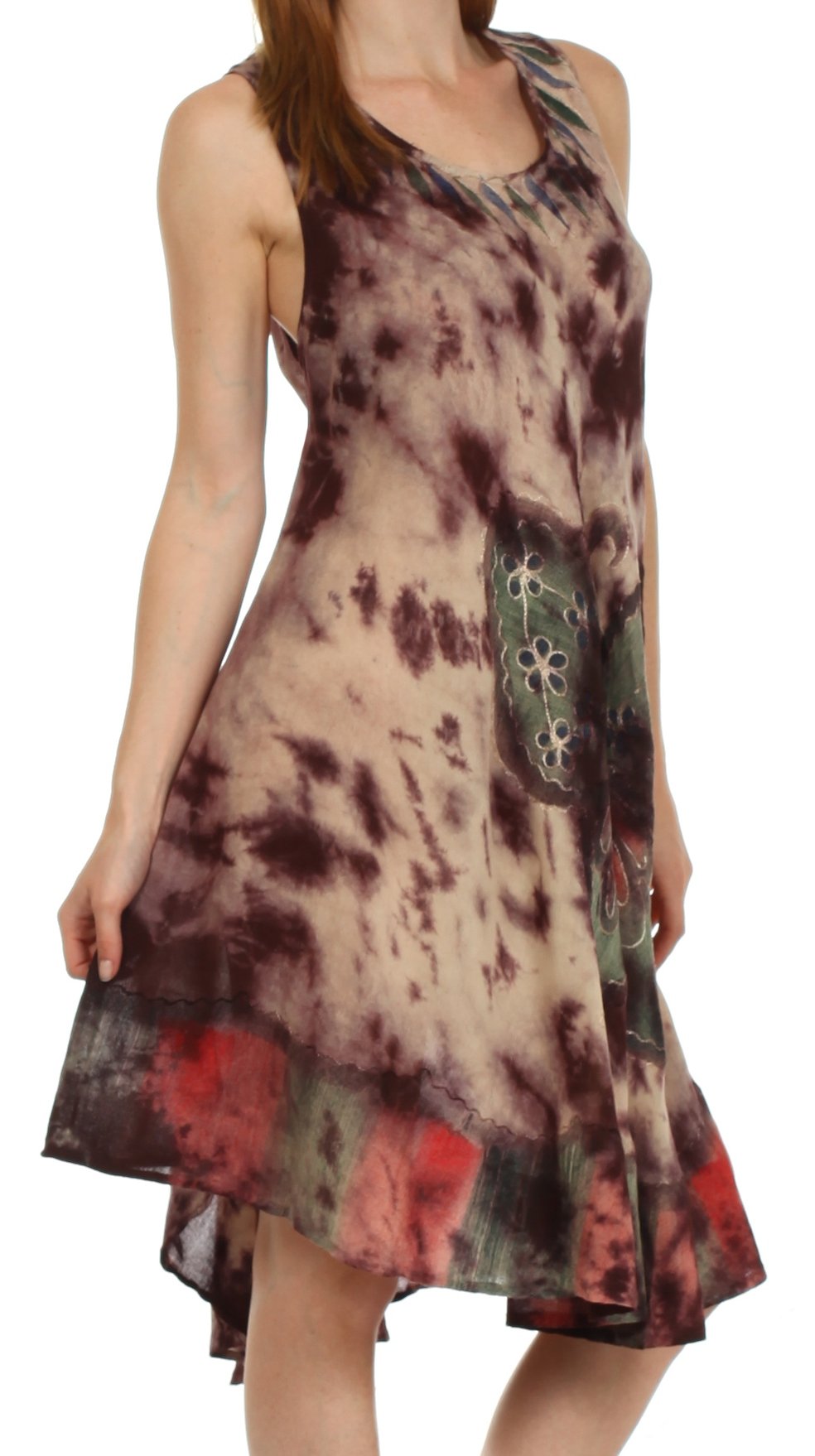Sakkas Butterfly Tie Dye Tank Sheath Caftan Mid Length Dress - Concordia Style Boutique