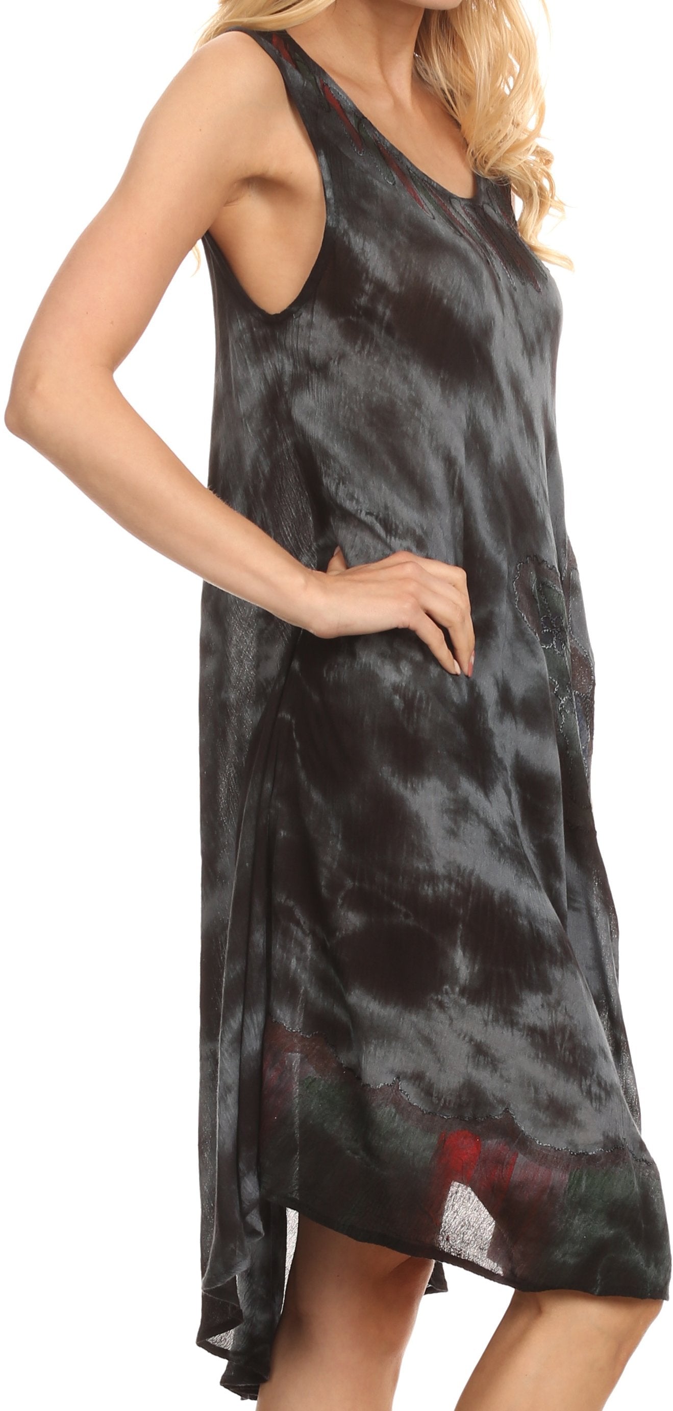 Sakkas Butterfly Tie Dye Tank Sheath Caftan Mid Length Dress - Concordia Style Boutique