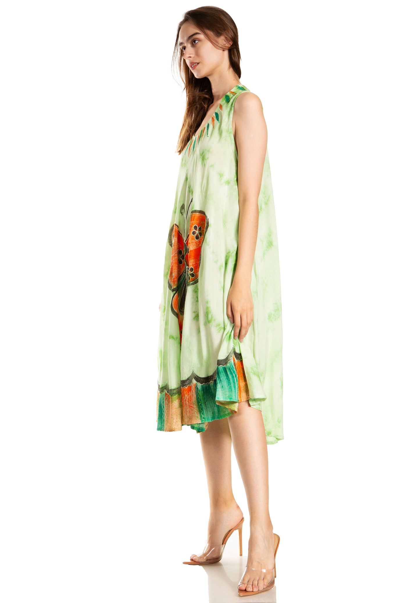 Sakkas Butterfly Tie Dye Tank Sheath Caftan Mid Length Dress - Concordia Style Boutique