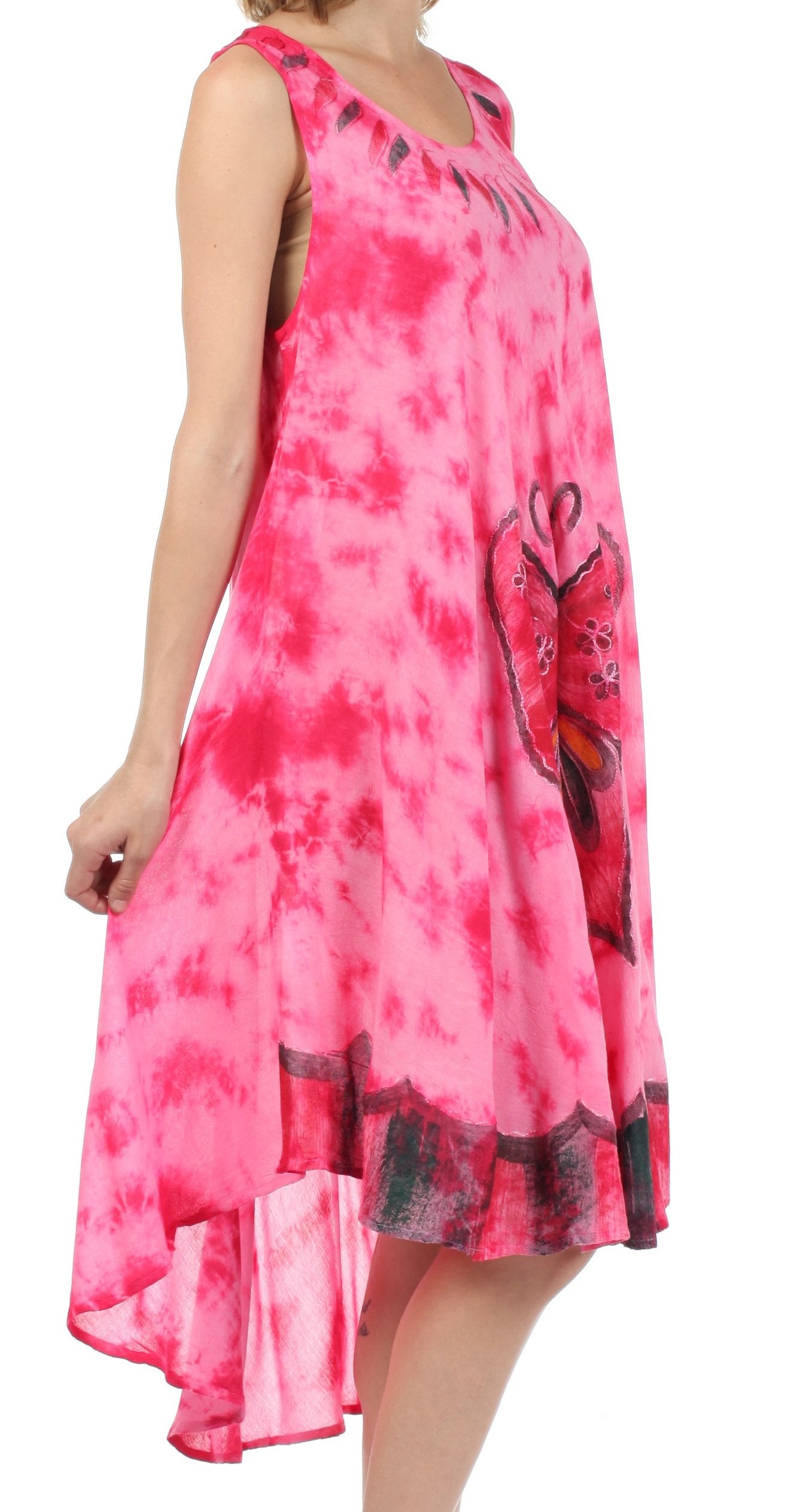 Sakkas Butterfly Tie Dye Tank Sheath Caftan Mid Length Dress - Concordia Style Boutique
