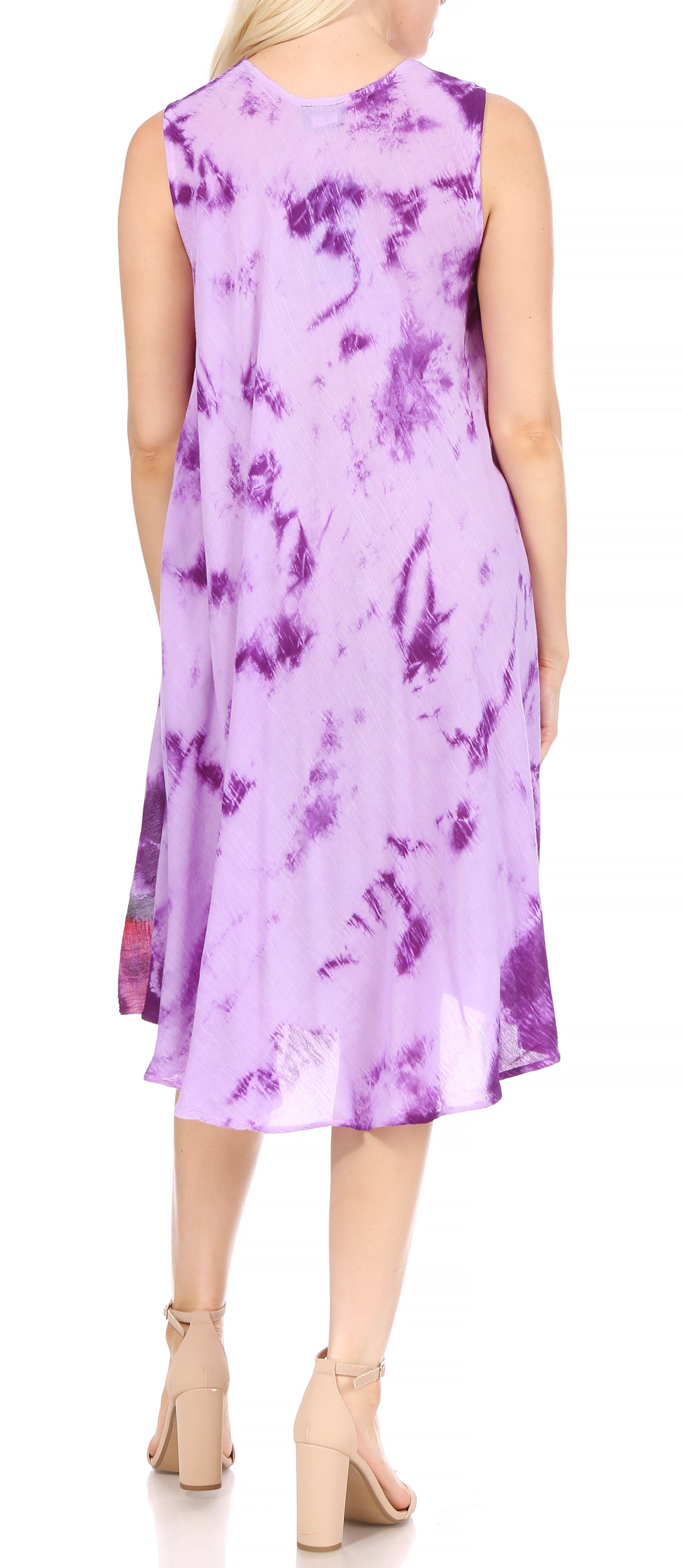 Sakkas Butterfly Tie Dye Tank Sheath Caftan Mid Length Dress - Concordia Style Boutique