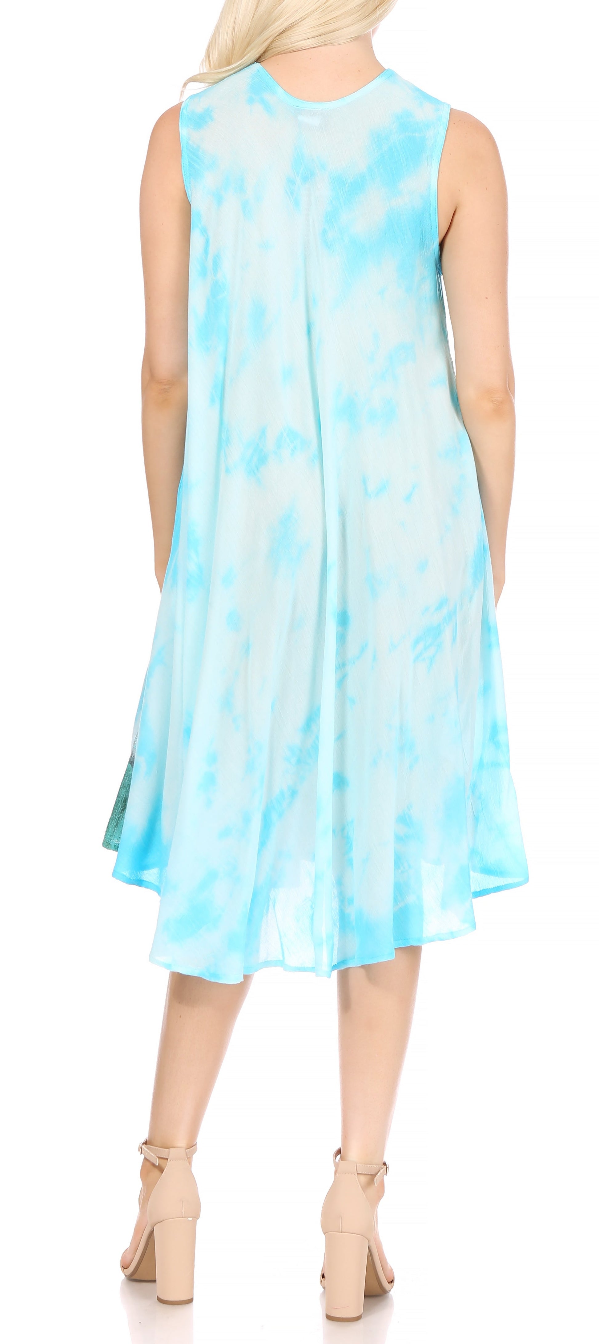 Sakkas Butterfly Tie Dye Tank Sheath Caftan Mid Length Dress - Concordia Style Boutique
