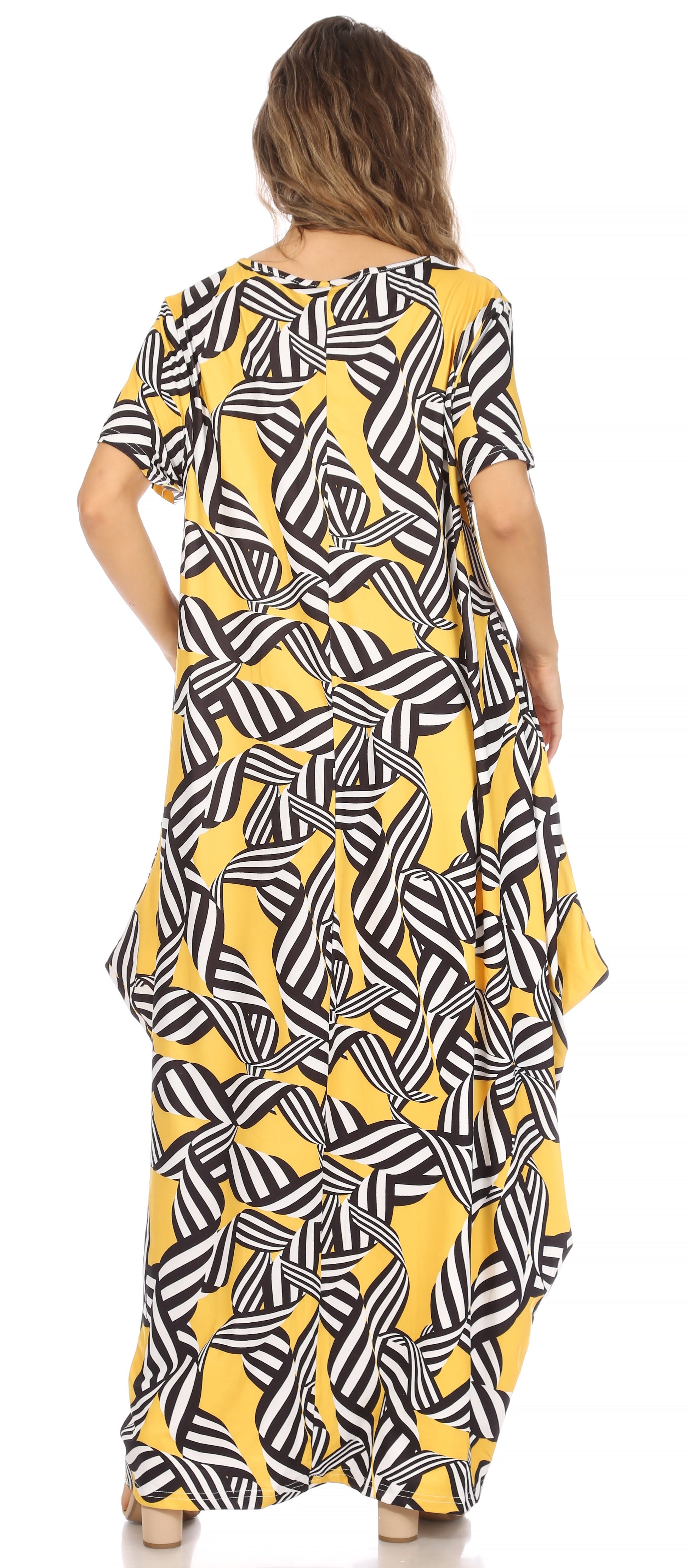 Sakkas Abeni Women's Short Sleeve Casual Print Long Maxi Cover-up Caftan Dress - Concordia Style Boutique