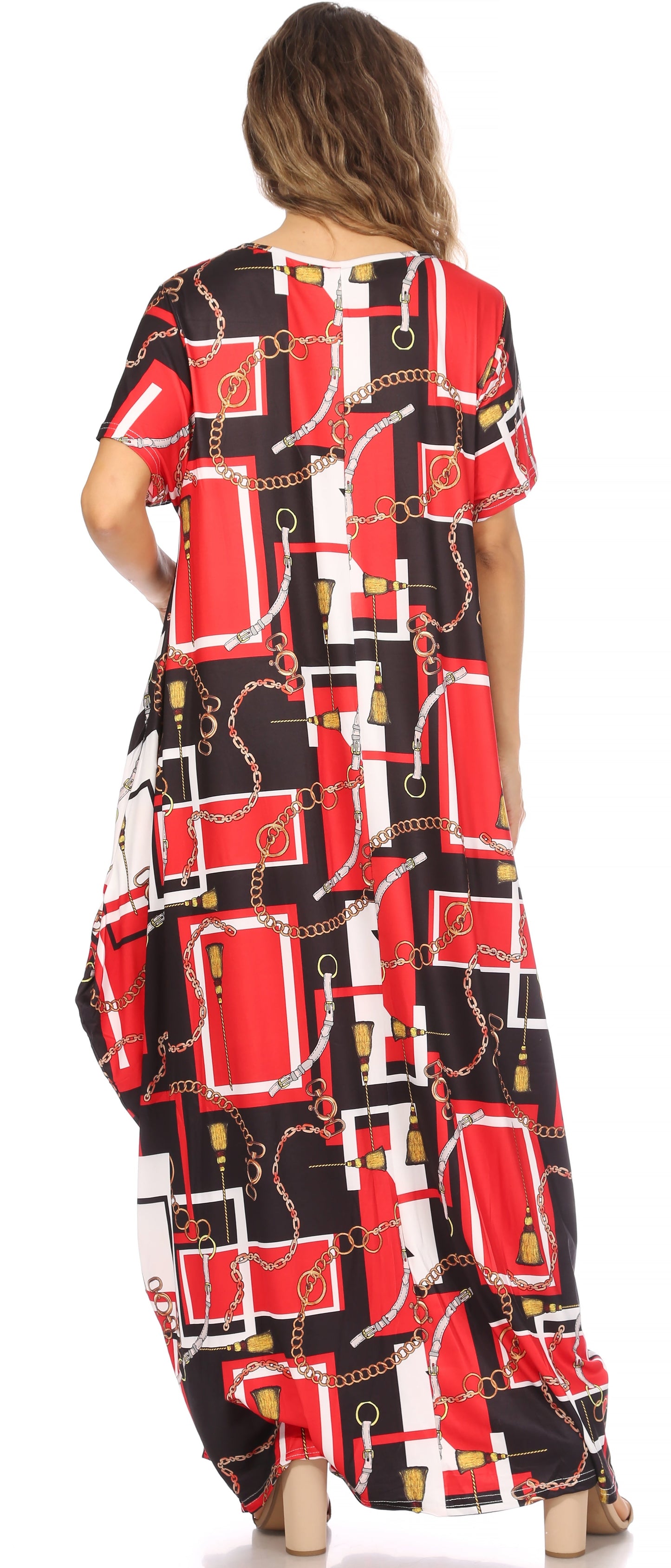 Sakkas Abeni Women's Short Sleeve Casual Print Long Maxi Cover-up Caftan Dress - Concordia Style Boutique