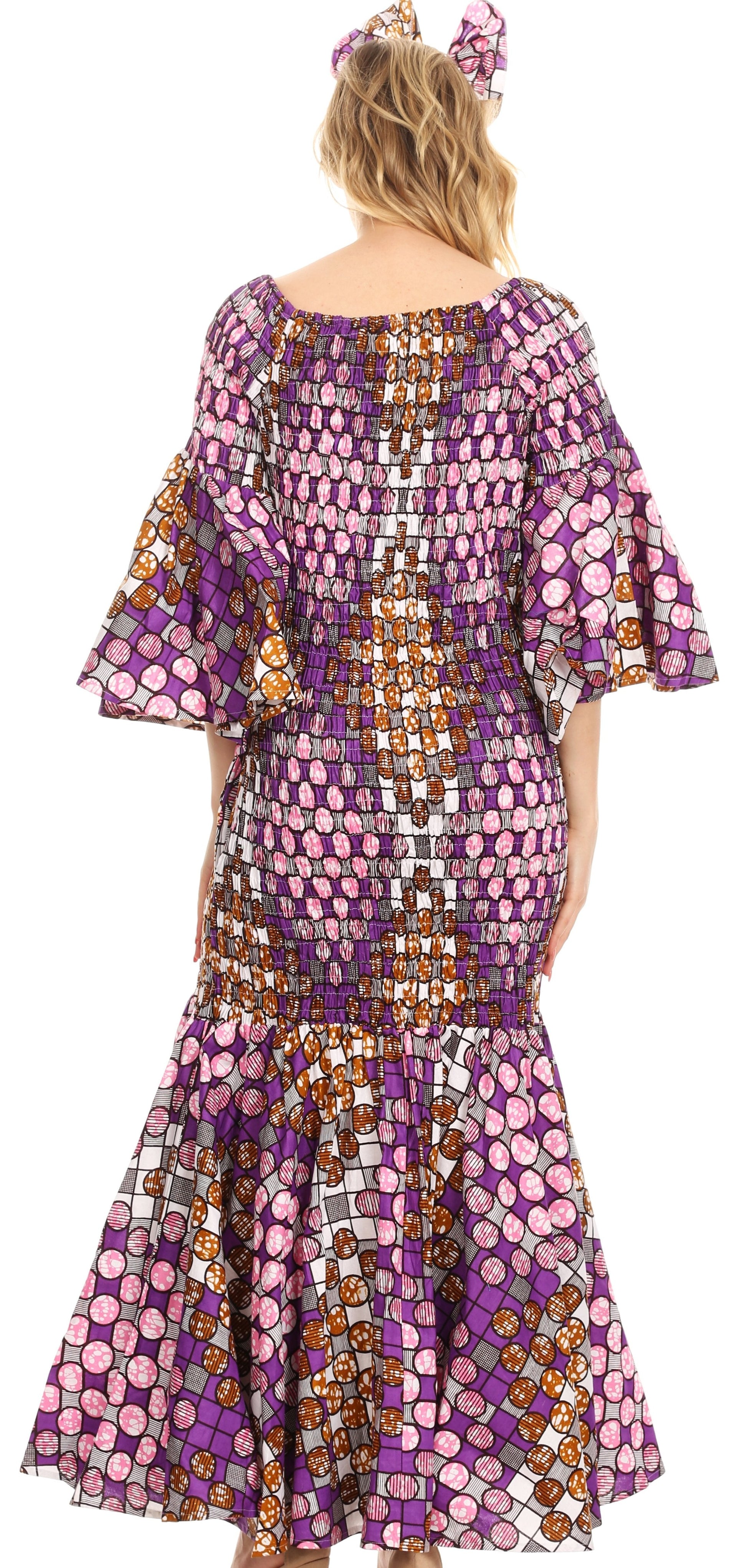Sakkas Zarah Women's African Ankara Body-con Off shoulder Mermaid Pocket Dress - Concordia Style Boutique