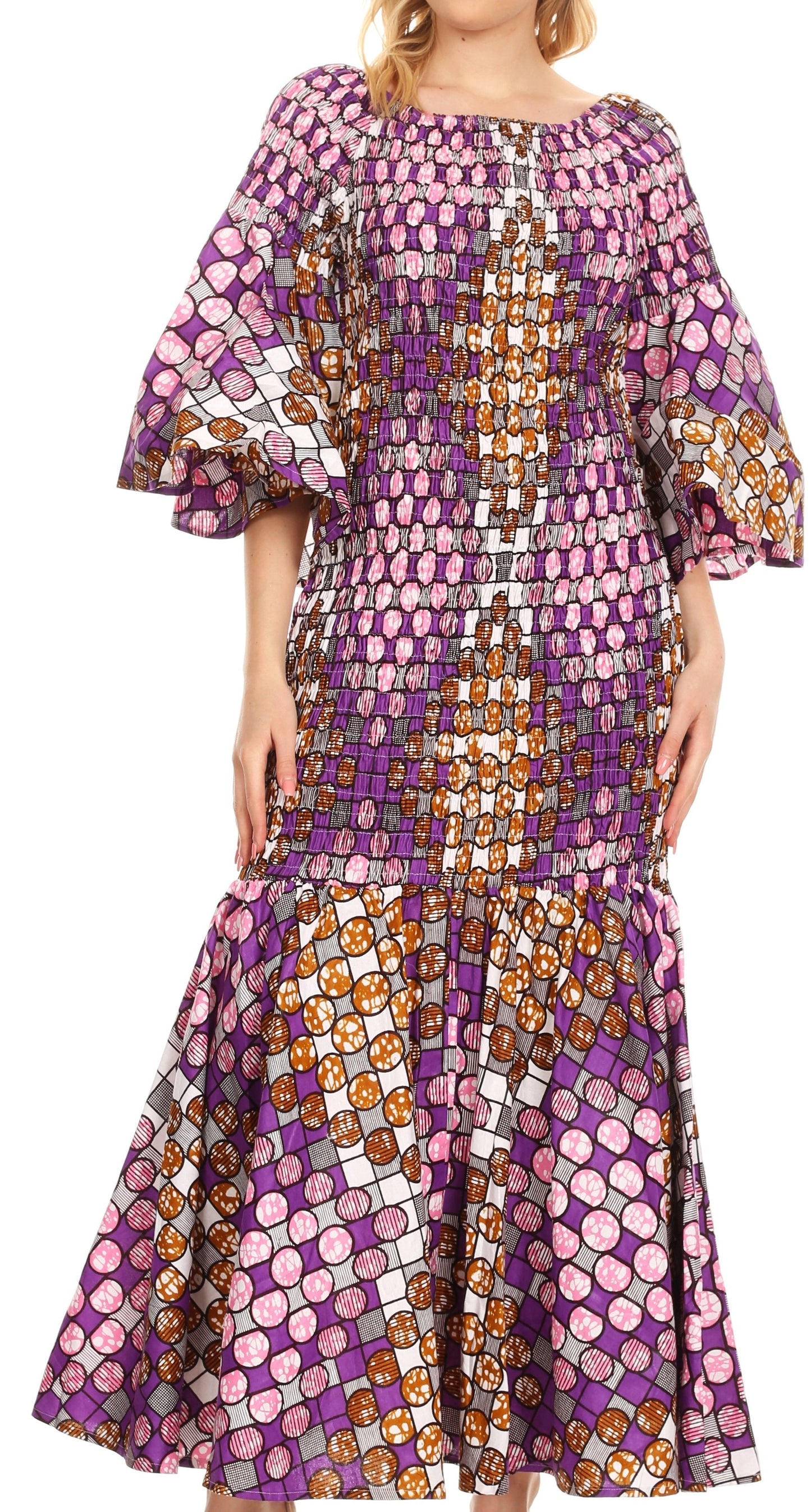 Sakkas Zarah Women's African Ankara Body-con Off shoulder Mermaid Pocket Dress - Concordia Style Boutique