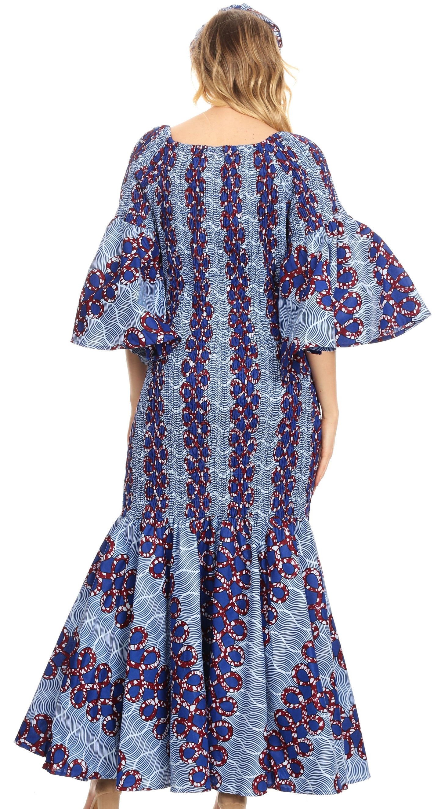 Sakkas Zarah Women's African Ankara Body-con Off shoulder Mermaid Pocket Dress - Concordia Style Boutique