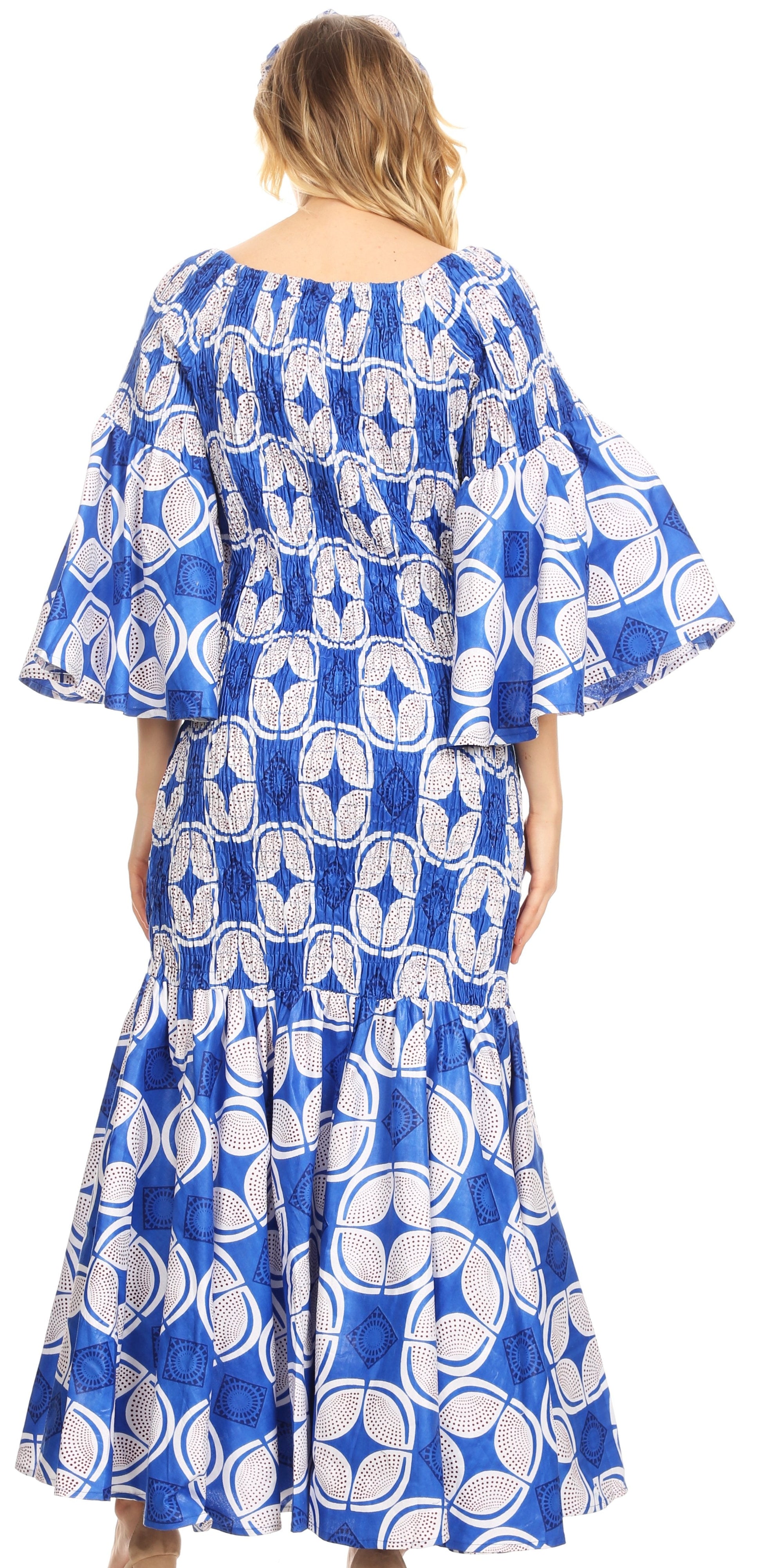 Sakkas Zarah Women's African Ankara Body-con Off shoulder Mermaid Pocket Dress - Concordia Style Boutique