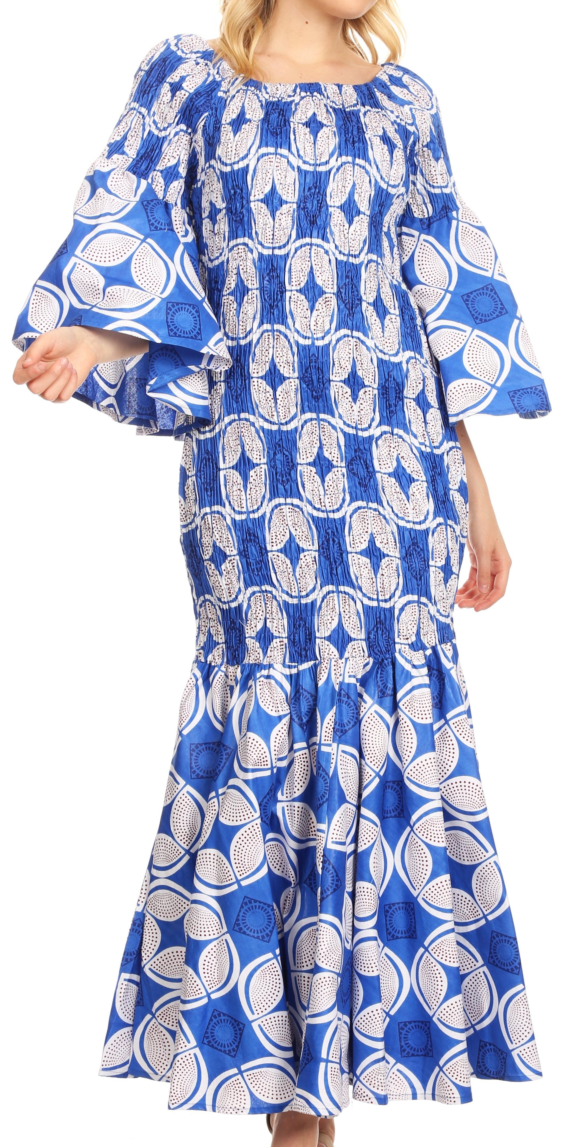 Sakkas Zarah Women's African Ankara Body-con Off shoulder Mermaid Pocket Dress - Concordia Style Boutique