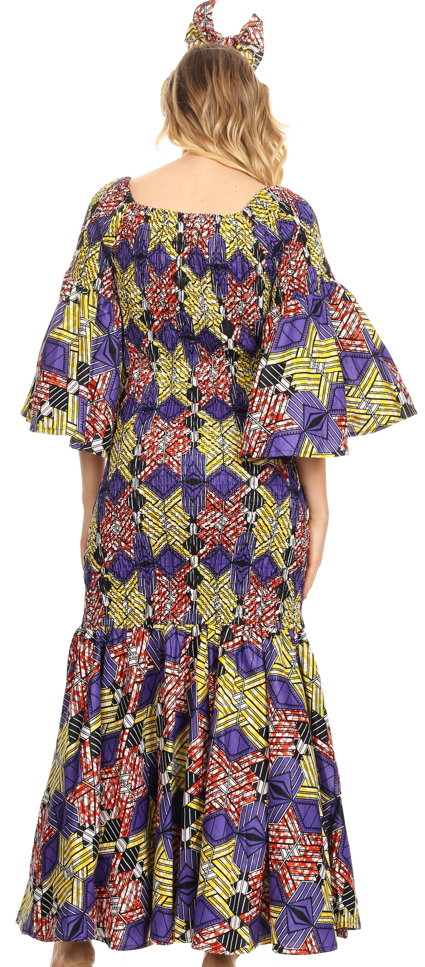 Sakkas Zarah Women's African Ankara Body-con Off shoulder Mermaid Pocket Dress - Concordia Style Boutique