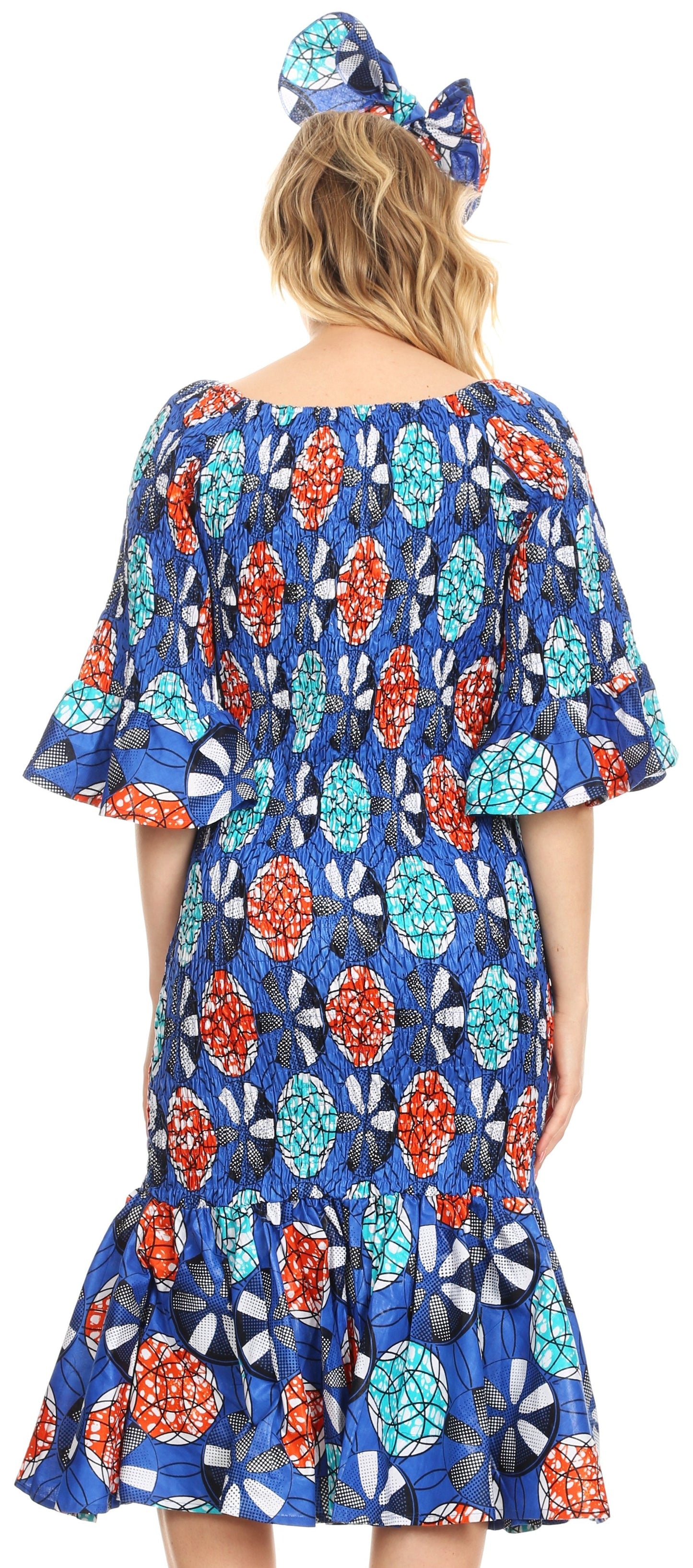 Sakkas Zarah Women's African Ankara Body-con Off shoulder Mermaid Pocket Dress - Concordia Style Boutique