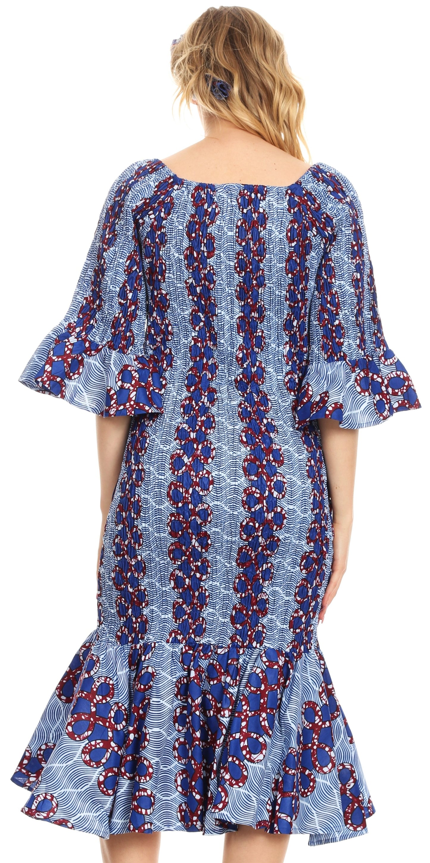Sakkas Zarah Women's African Ankara Body-con Off shoulder Mermaid Pocket Dress - Concordia Style Boutique