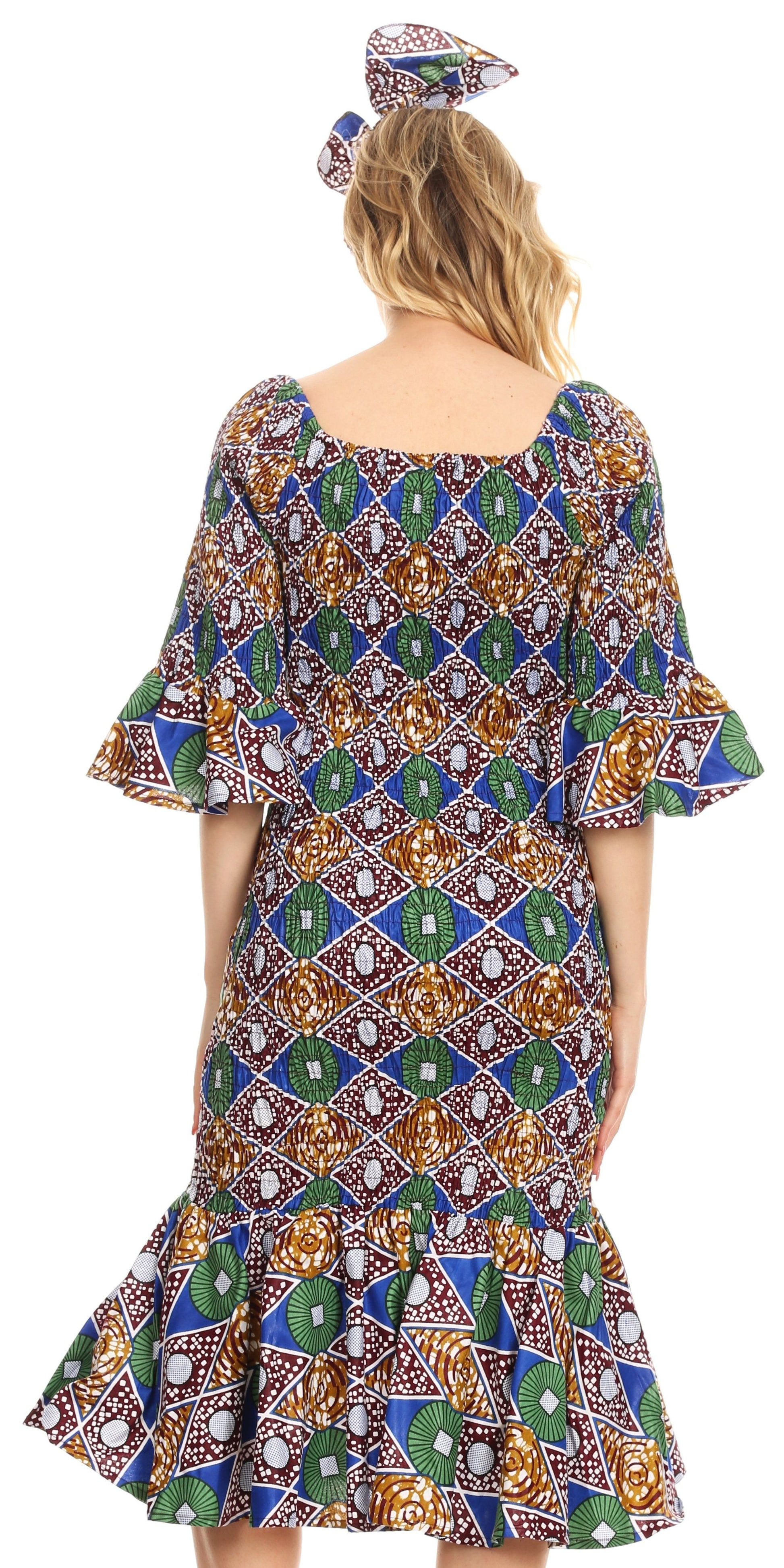 Sakkas Zarah Women's African Ankara Body-con Off shoulder Mermaid Pocket Dress - Concordia Style Boutique
