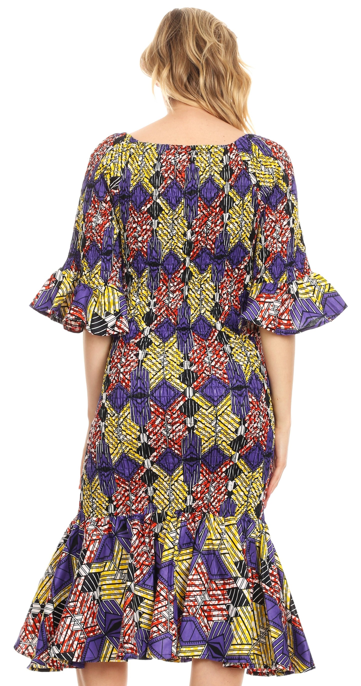 Sakkas Zarah Women's African Ankara Body-con Off shoulder Mermaid Pocket Dress - Concordia Style Boutique