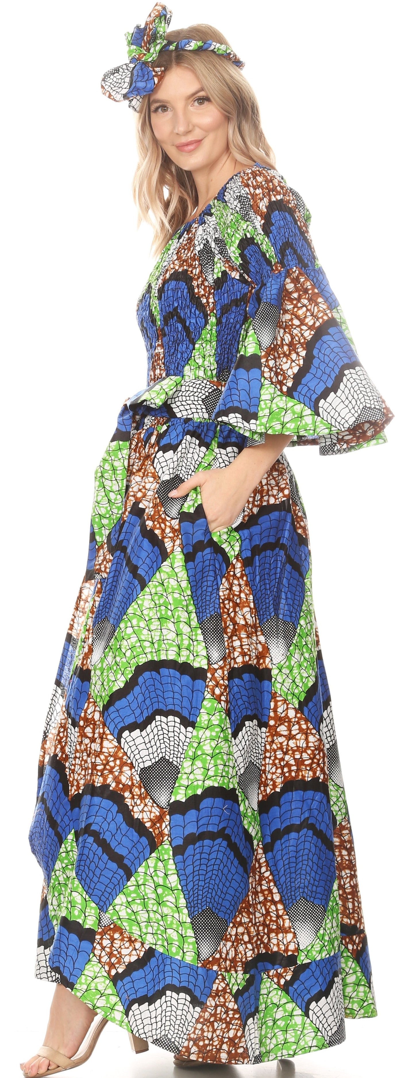 Sakkas Tesa Women's Off the Shoulder Top Pants Set African Ankara Print w/Pockets - Concordia Style Boutique