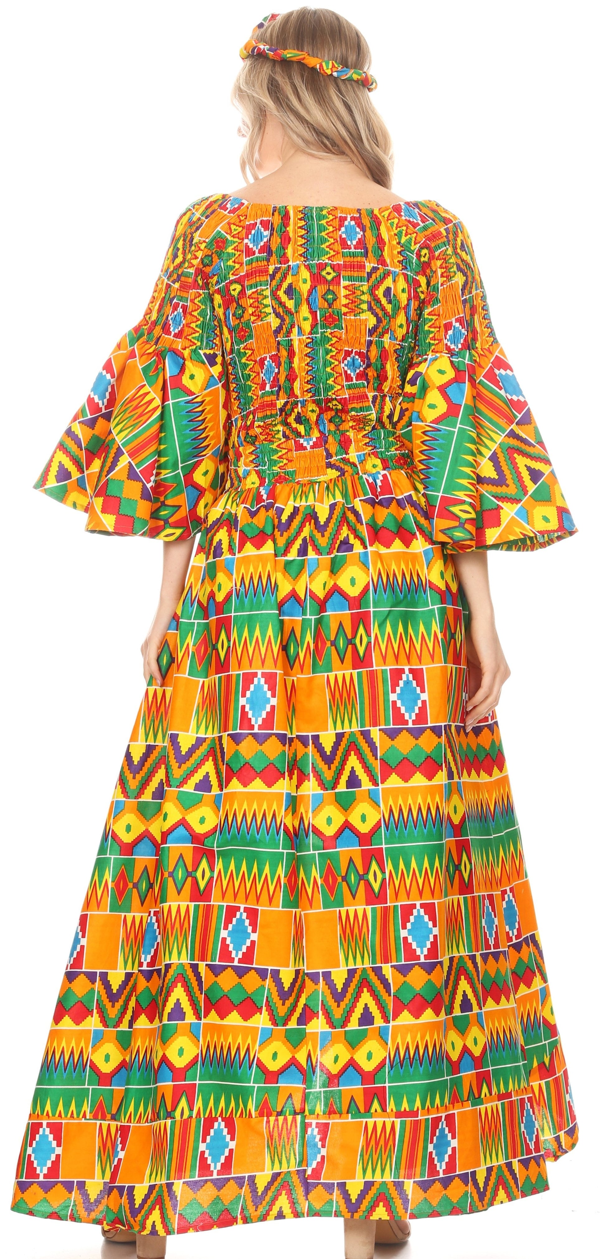 Sakkas Tesa Women's Off the Shoulder Top Pants Set African Ankara Print w/Pockets - Concordia Style Boutique