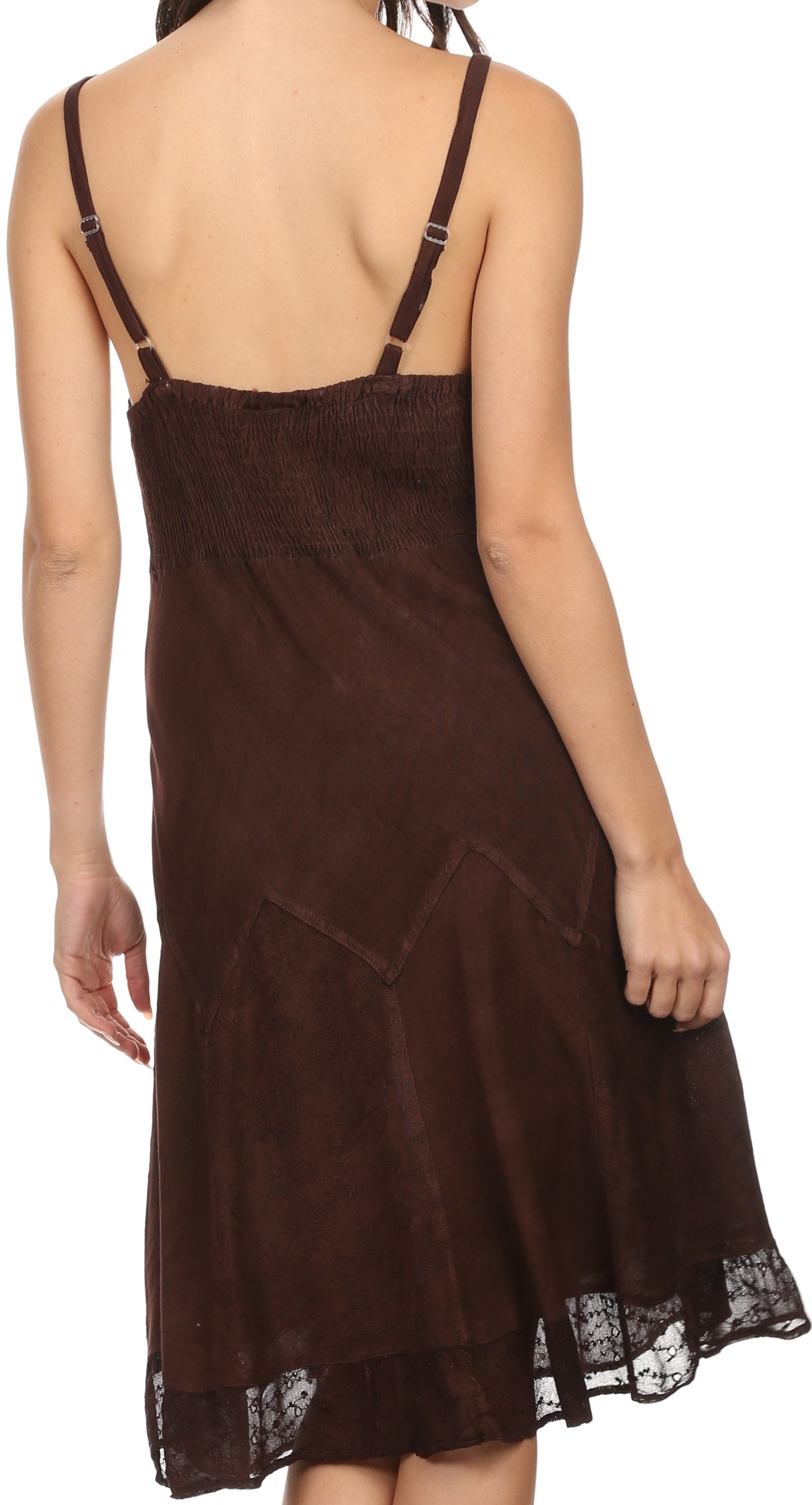 Sakkas Stonewashed Rayon Adjustable Spaghetti Straps Mid Length Dress - Concordia Style Boutique