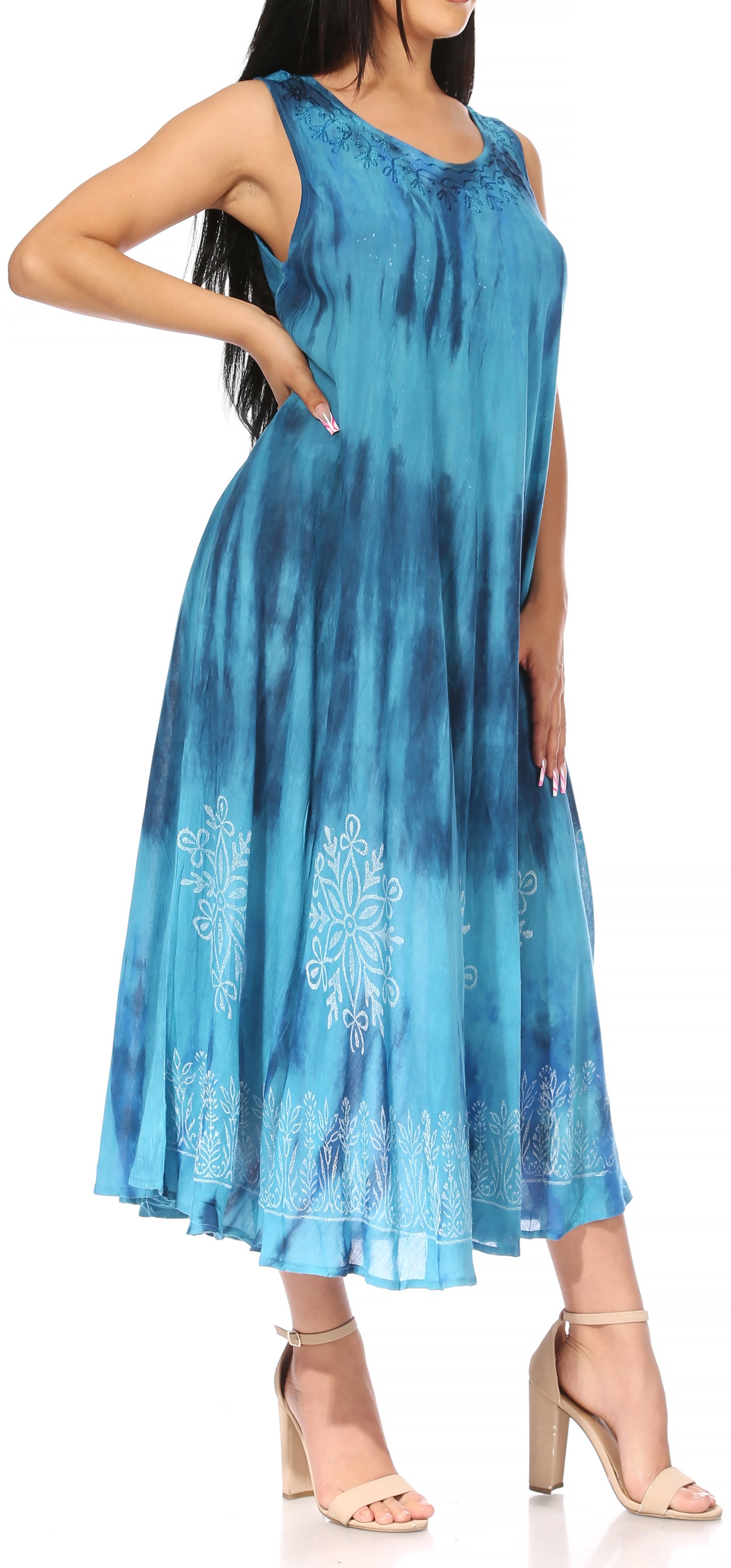 Sakkas Liza Women's Sleeveless Maxi Caftan Dress for Casual Summer Wear with Bohemian Flair and Handy Pockets - Concordia Style Boutique