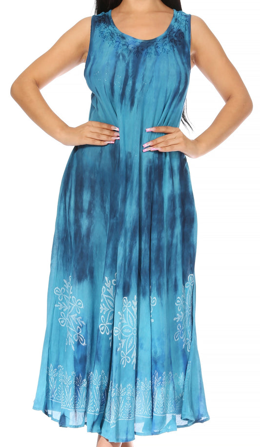 Sakkas Liza Women's Sleeveless Maxi Caftan Dress for Casual Summer Wear with Bohemian Flair and Handy Pockets - Concordia Style Boutique