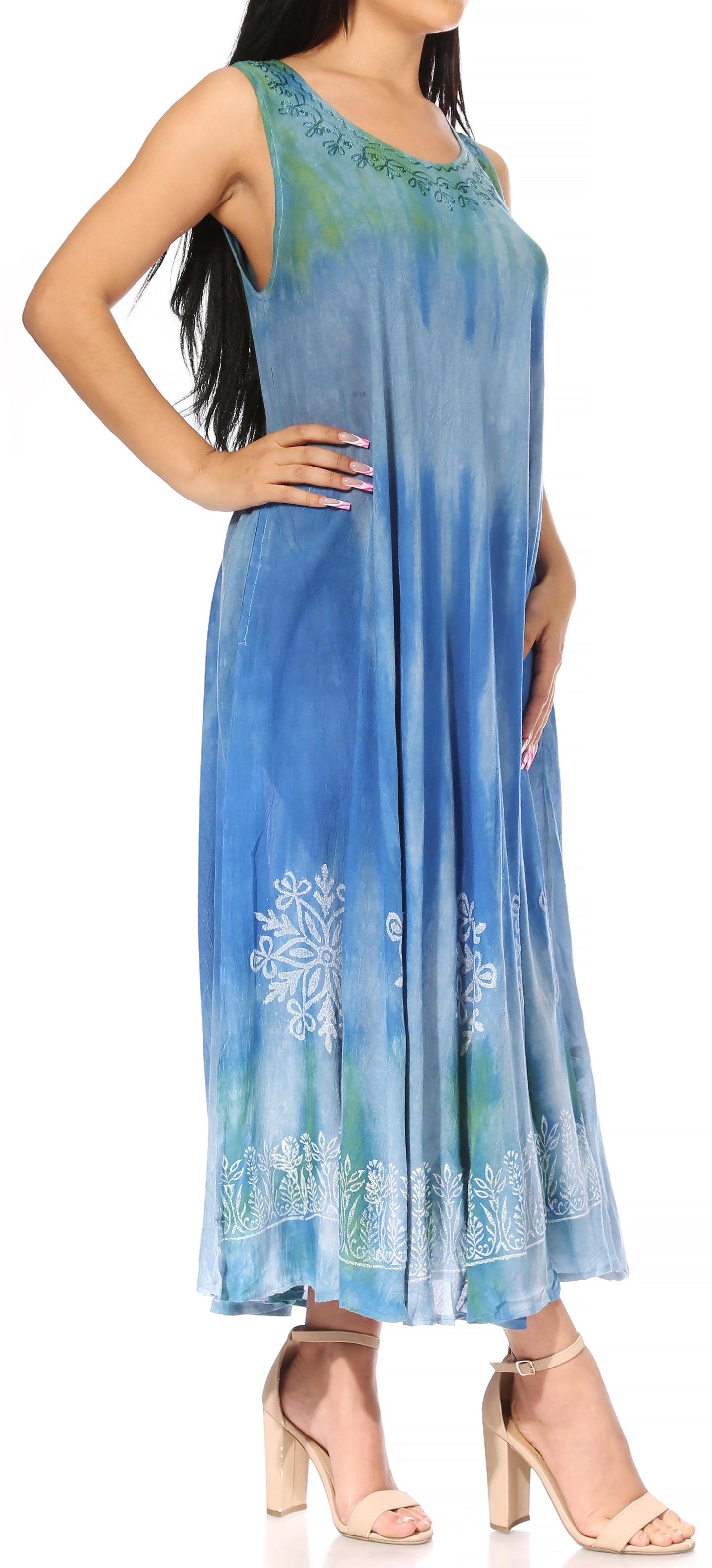 Sakkas Liza Women's Sleeveless Maxi Caftan Dress for Casual Summer Wear with Bohemian Flair and Handy Pockets - Concordia Style Boutique