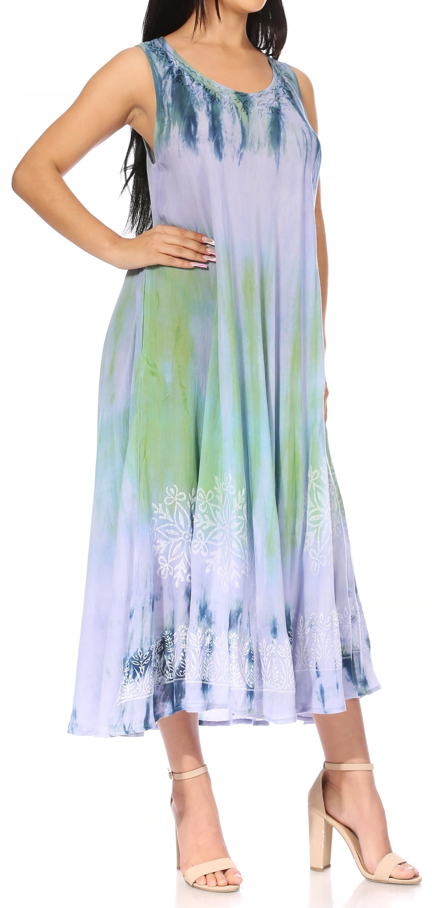 Sakkas Liza Women's Sleeveless Maxi Caftan Dress for Casual Summer Wear with Bohemian Flair and Handy Pockets - Concordia Style Boutique