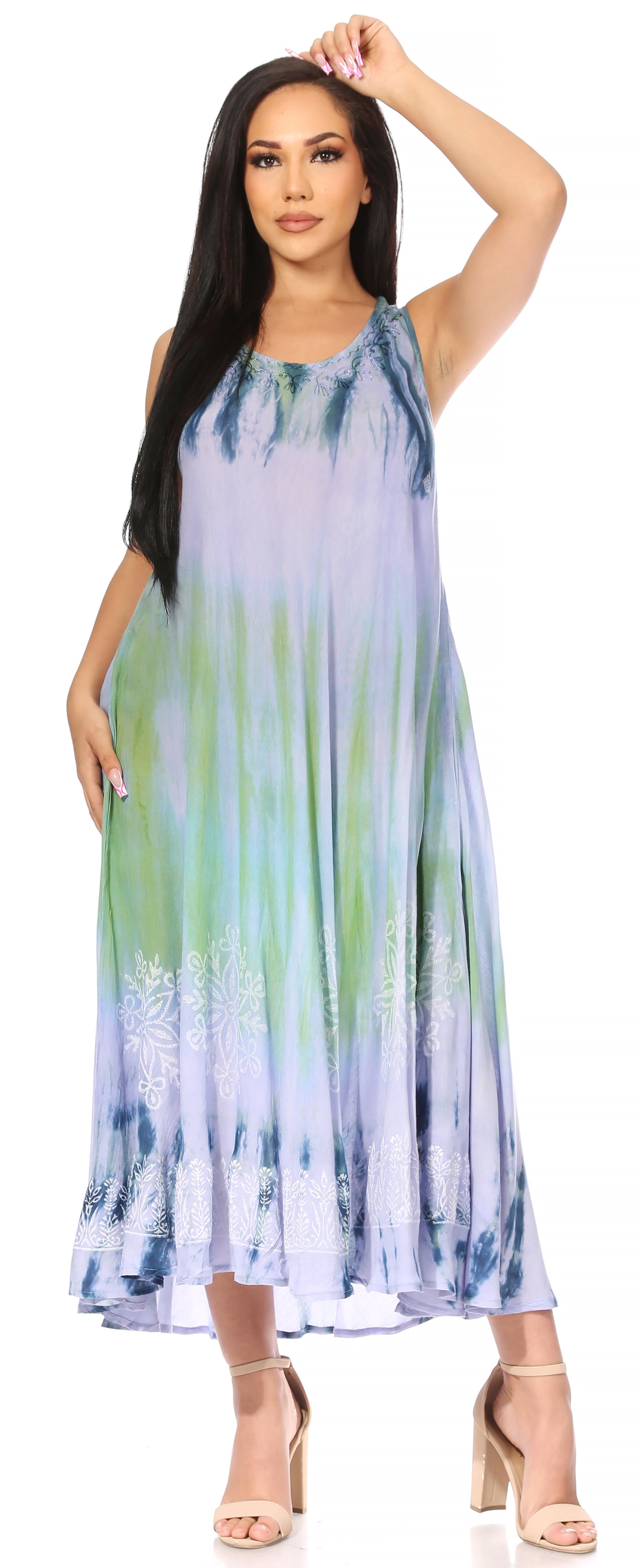 Sakkas Liza Women's Sleeveless Maxi Caftan Dress for Casual Summer Wear with Bohemian Flair and Handy Pockets - Concordia Style Boutique