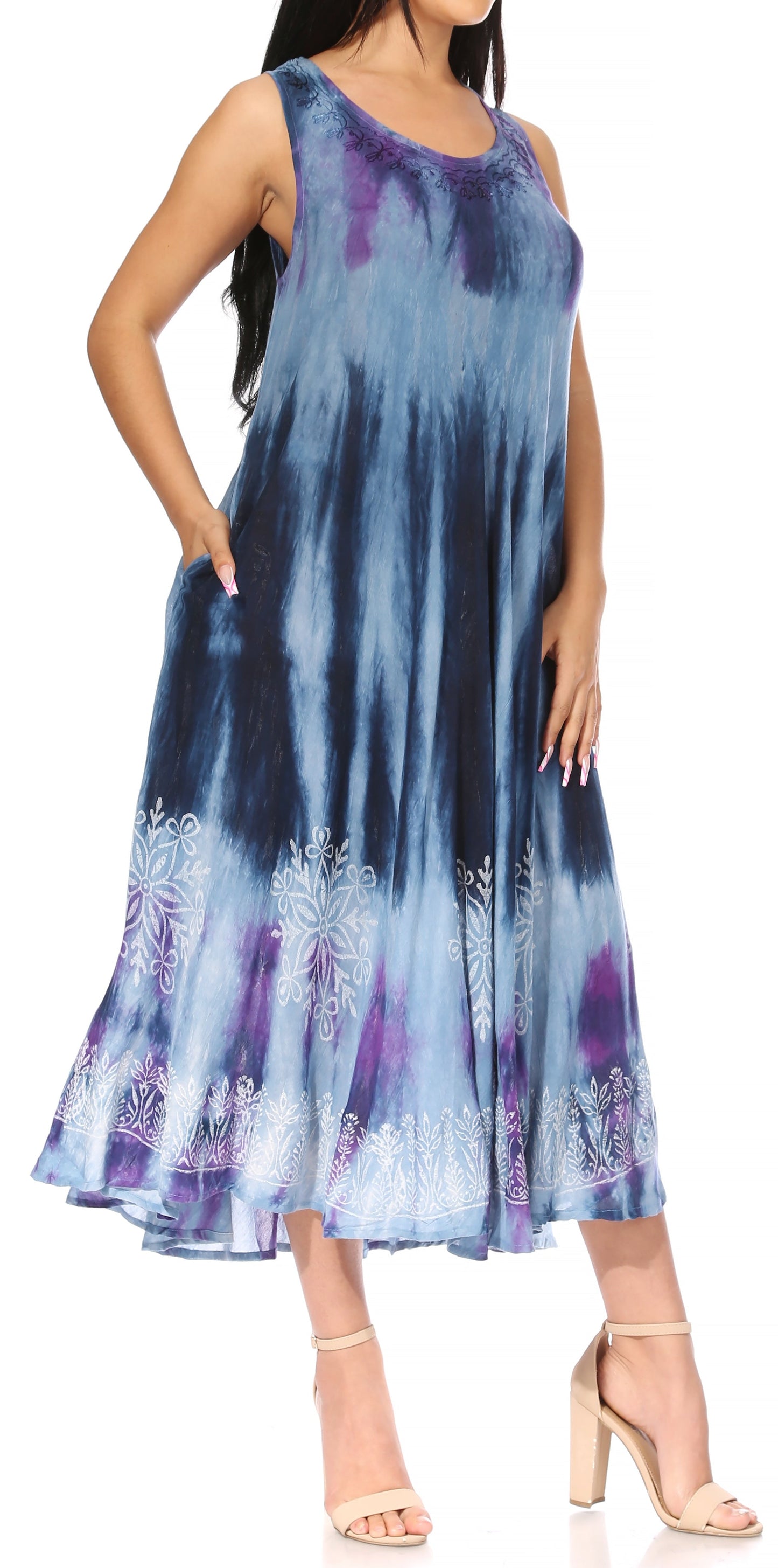 Sakkas Liza Women's Sleeveless Maxi Caftan Dress for Casual Summer Wear with Bohemian Flair and Handy Pockets - Concordia Style Boutique