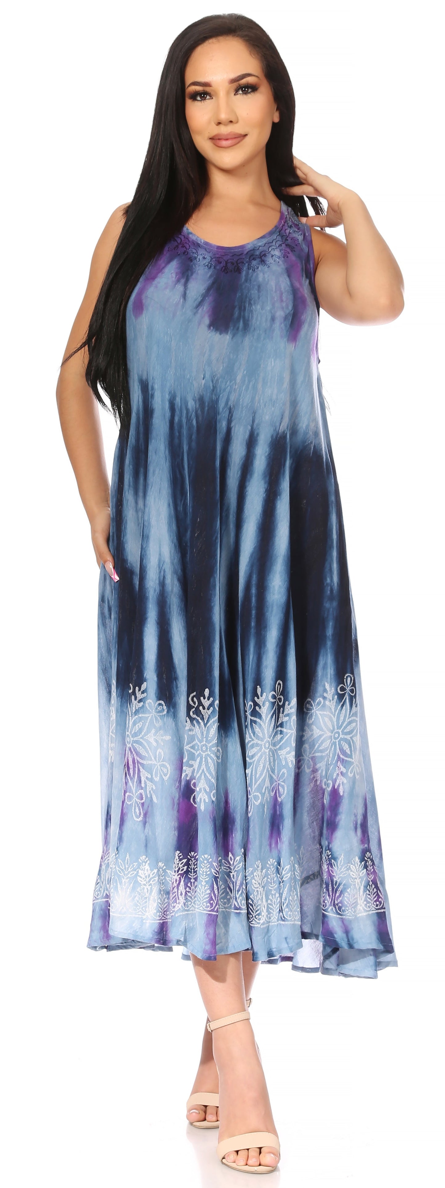Sakkas Liza Women's Sleeveless Maxi Caftan Dress for Casual Summer Wear with Bohemian Flair and Handy Pockets - Concordia Style Boutique