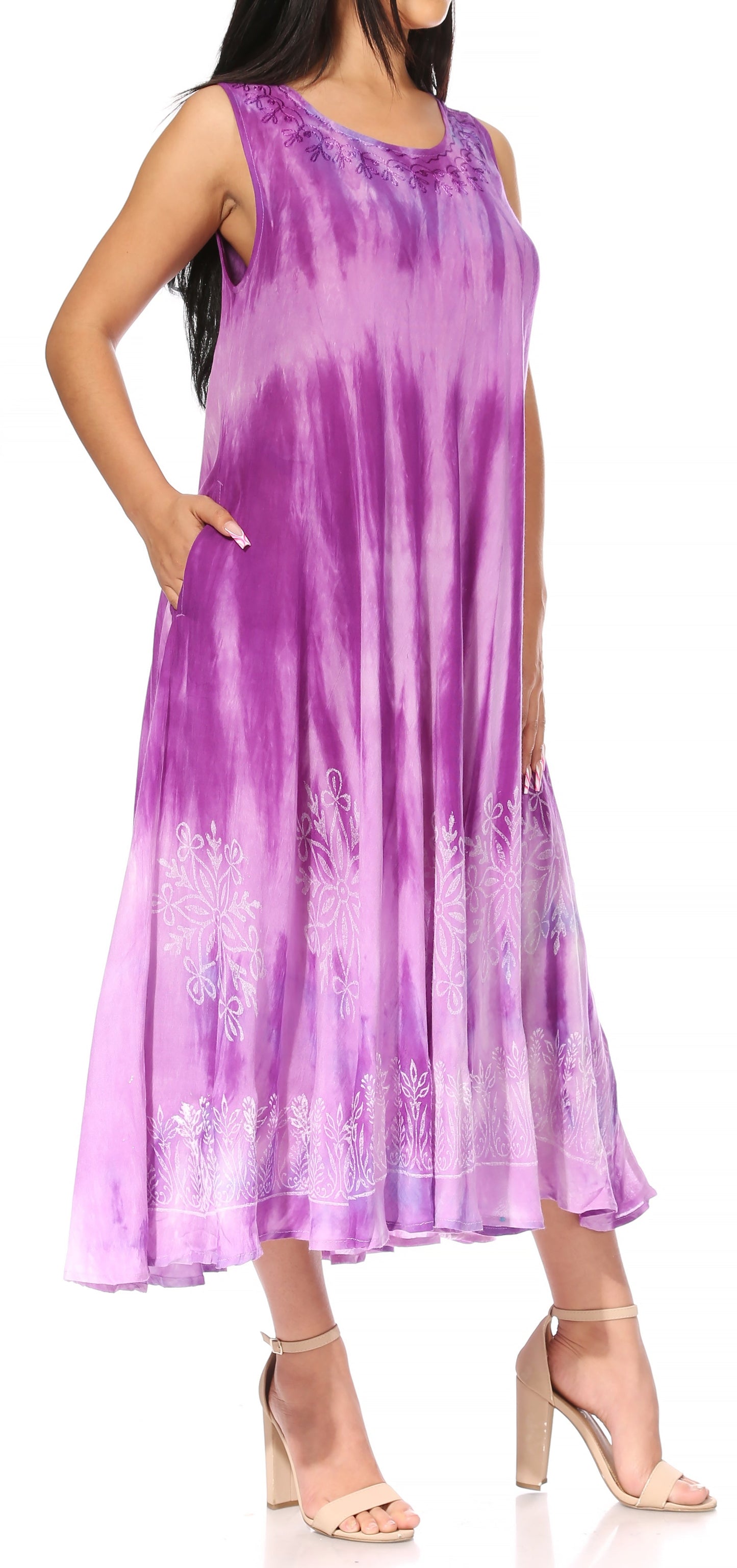 Sakkas Liza Women's Sleeveless Maxi Caftan Dress for Casual Summer Wear with Bohemian Flair and Handy Pockets - Concordia Style Boutique