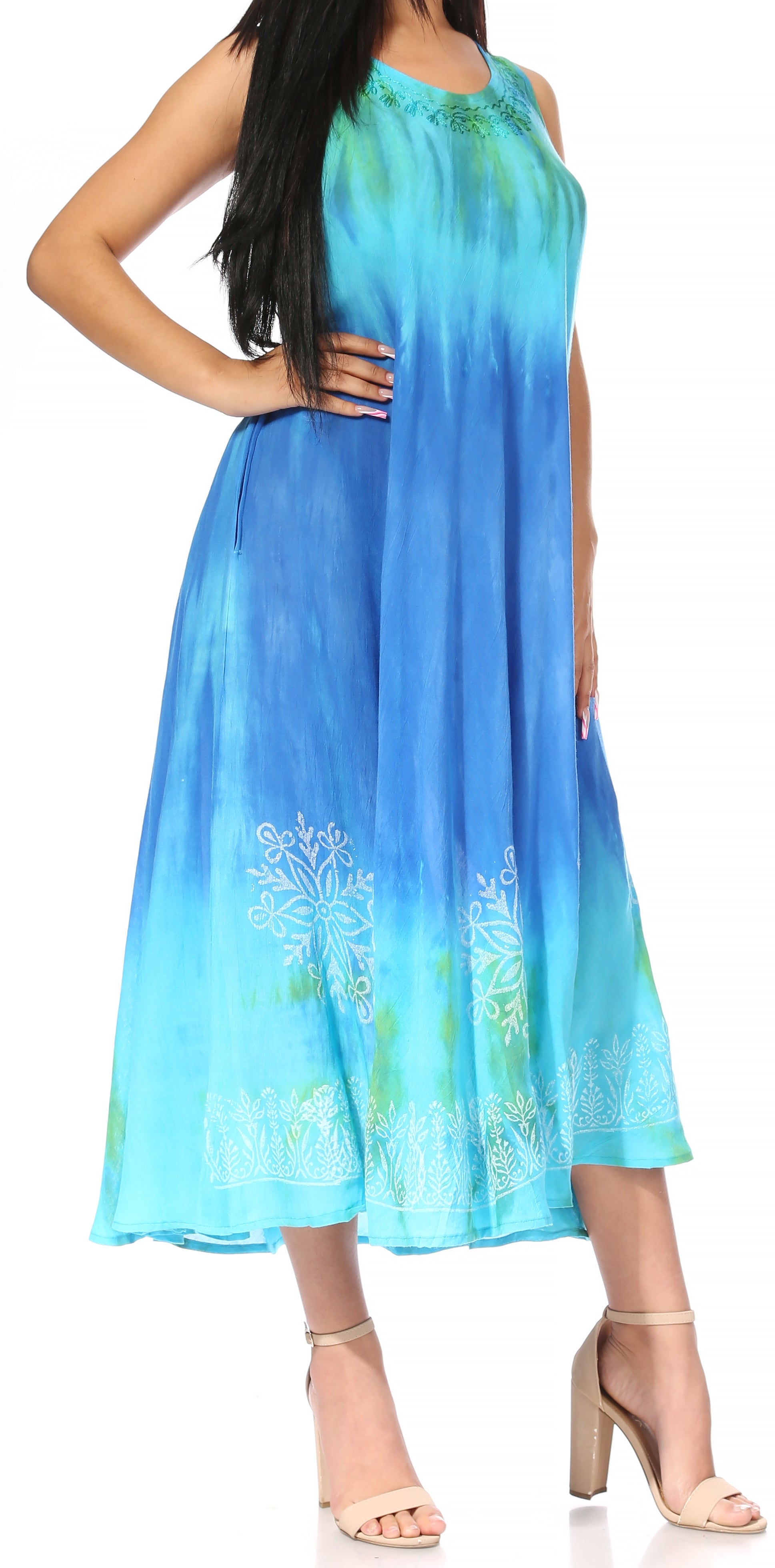 Sakkas Liza Women's Sleeveless Maxi Caftan Dress for Casual Summer Wear with Bohemian Flair and Handy Pockets - Concordia Style Boutique