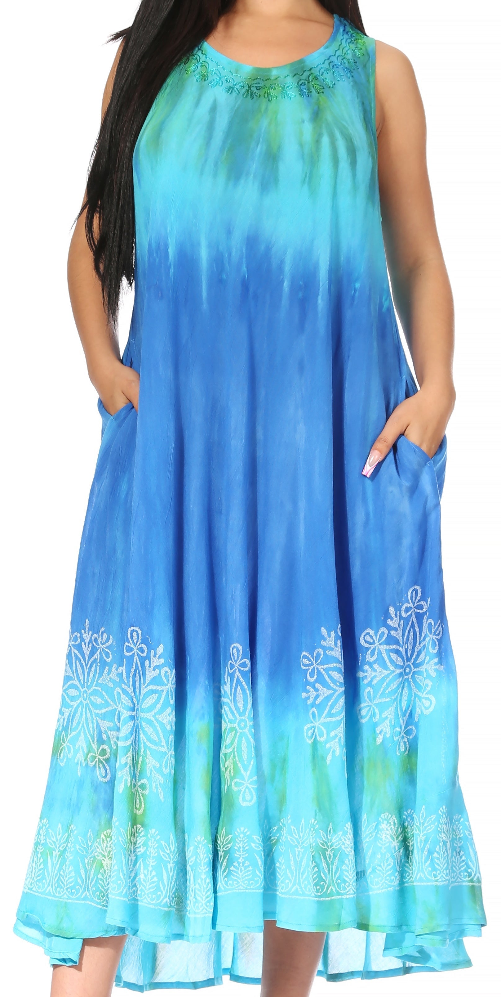 Sakkas Liza Women's Sleeveless Maxi Caftan Dress for Casual Summer Wear with Bohemian Flair and Handy Pockets - Concordia Style Boutique